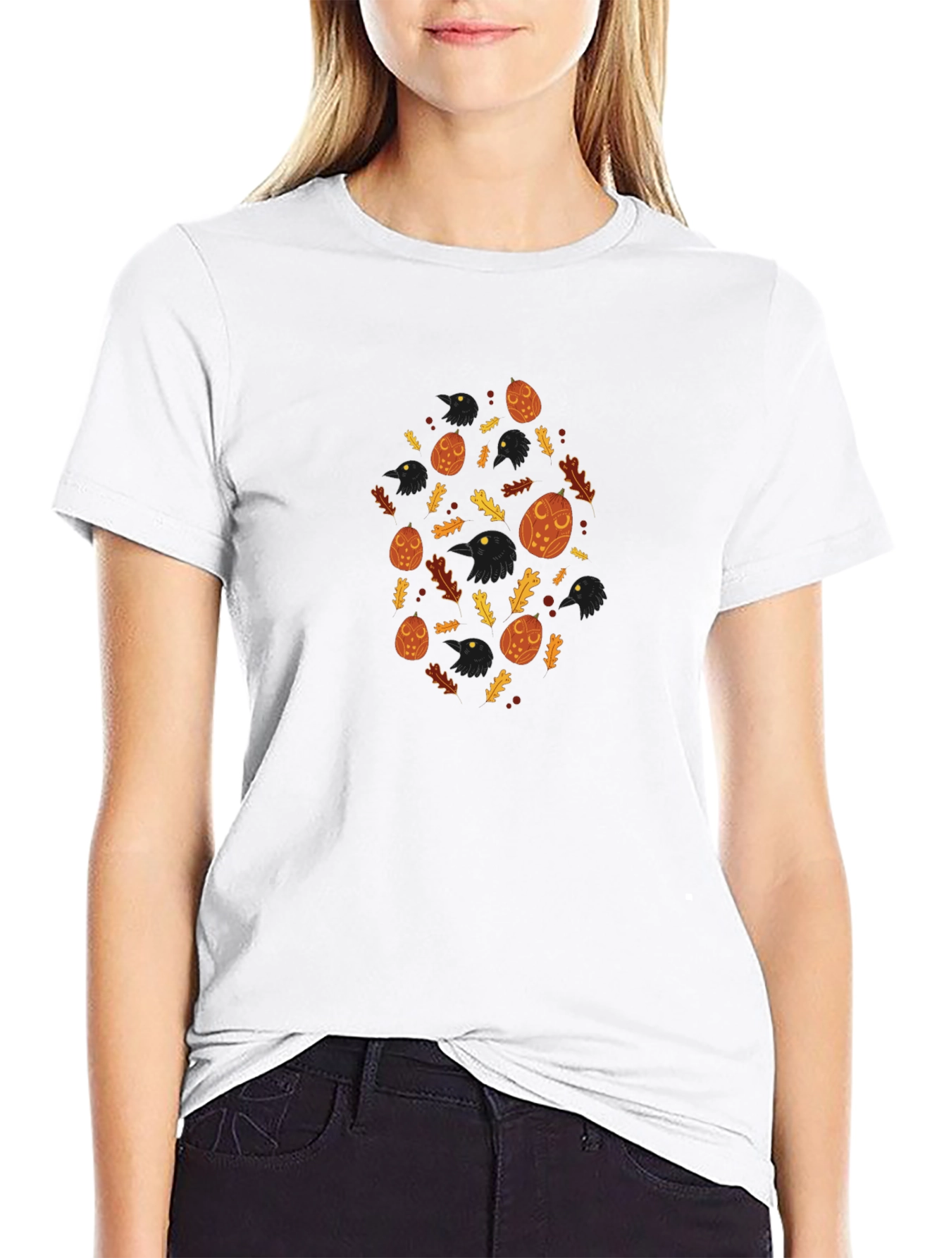 Raven & Oak Leaf Graphic Print Mens Tee