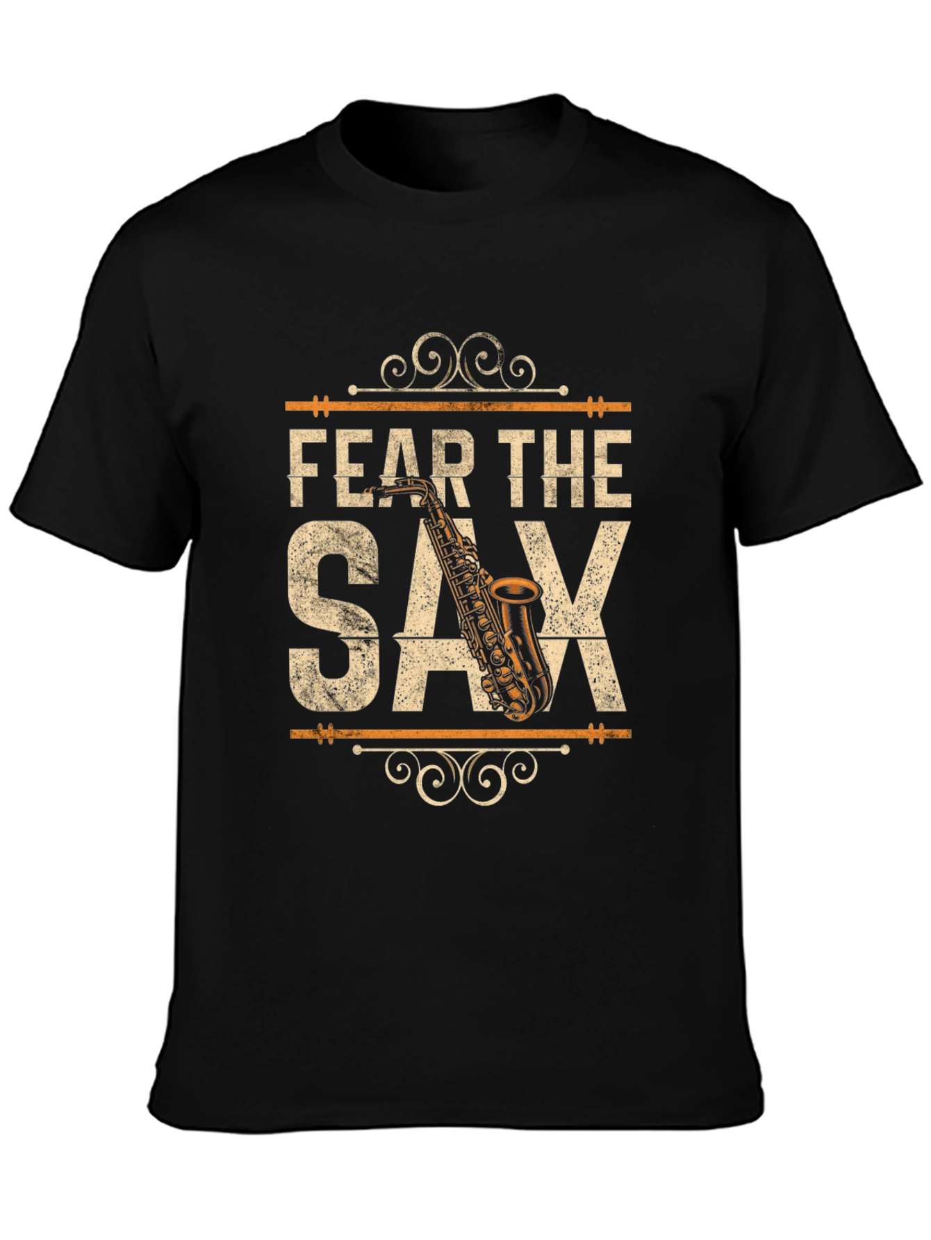 Fear the Saxophone Graphic Tee - Black Cotton Blend