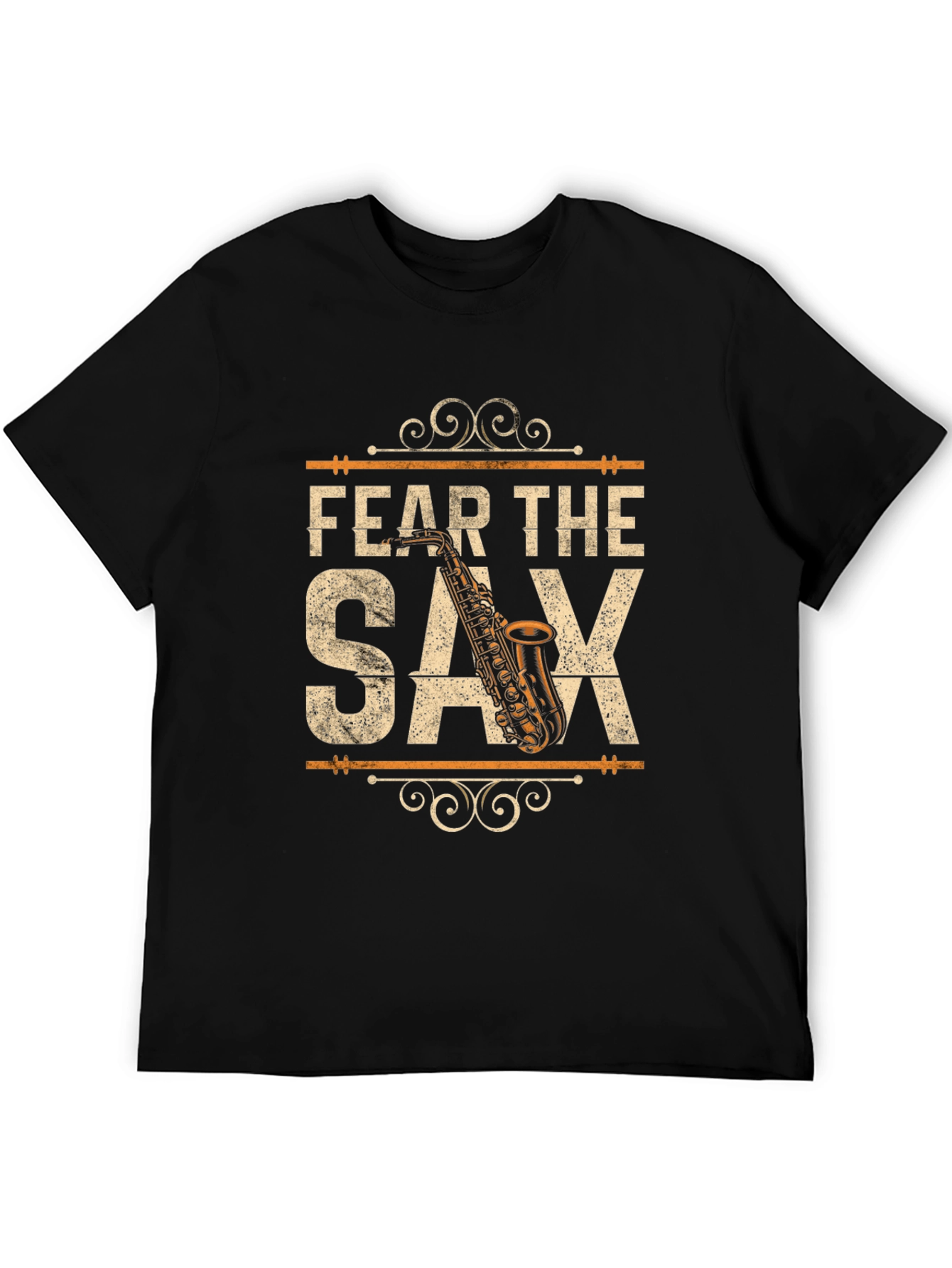 Fear the Saxophone Graphic Tee - Black Cotton Blend