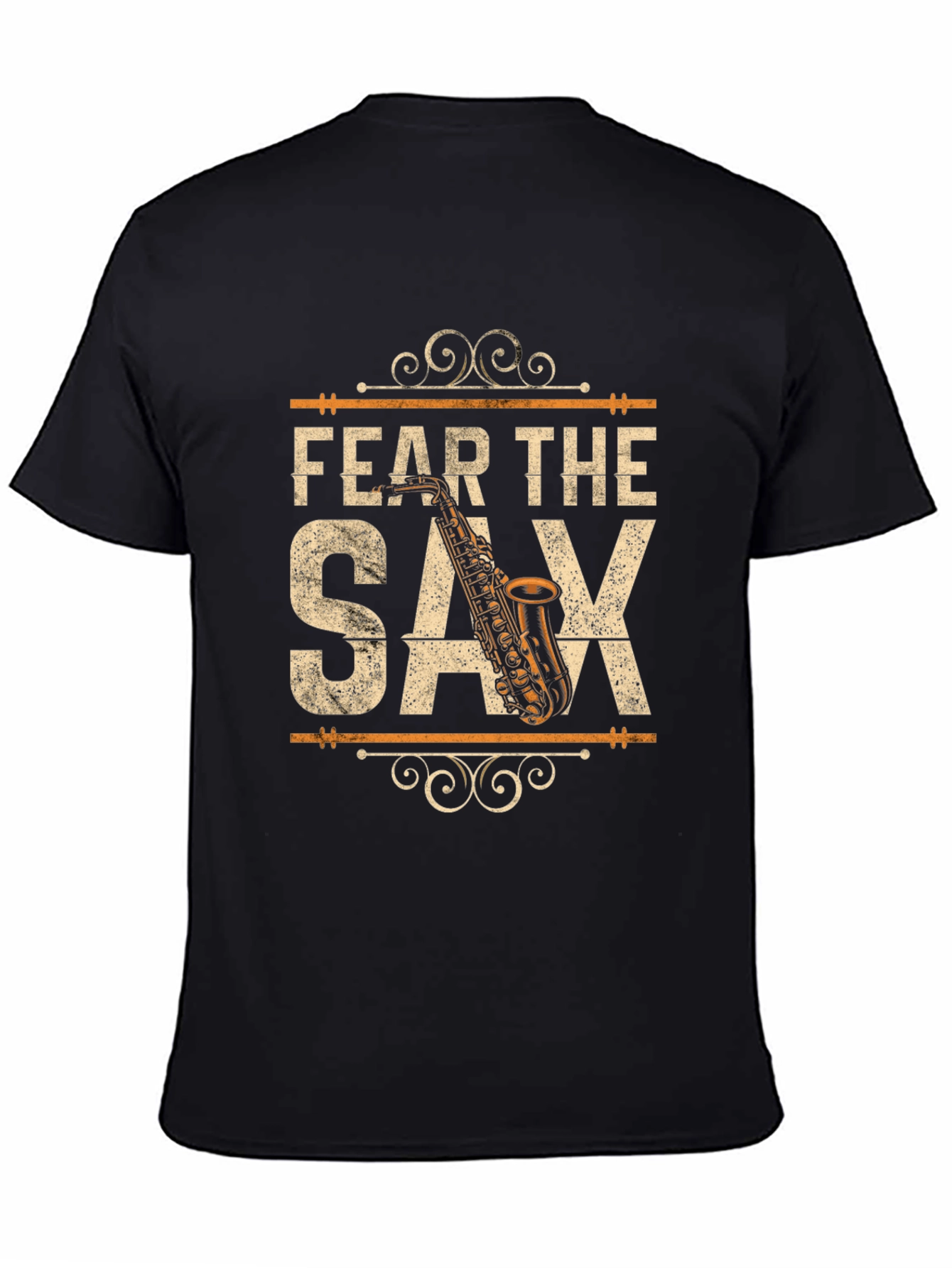 Fear the Saxophone Graphic Tee - Black Cotton Blend
