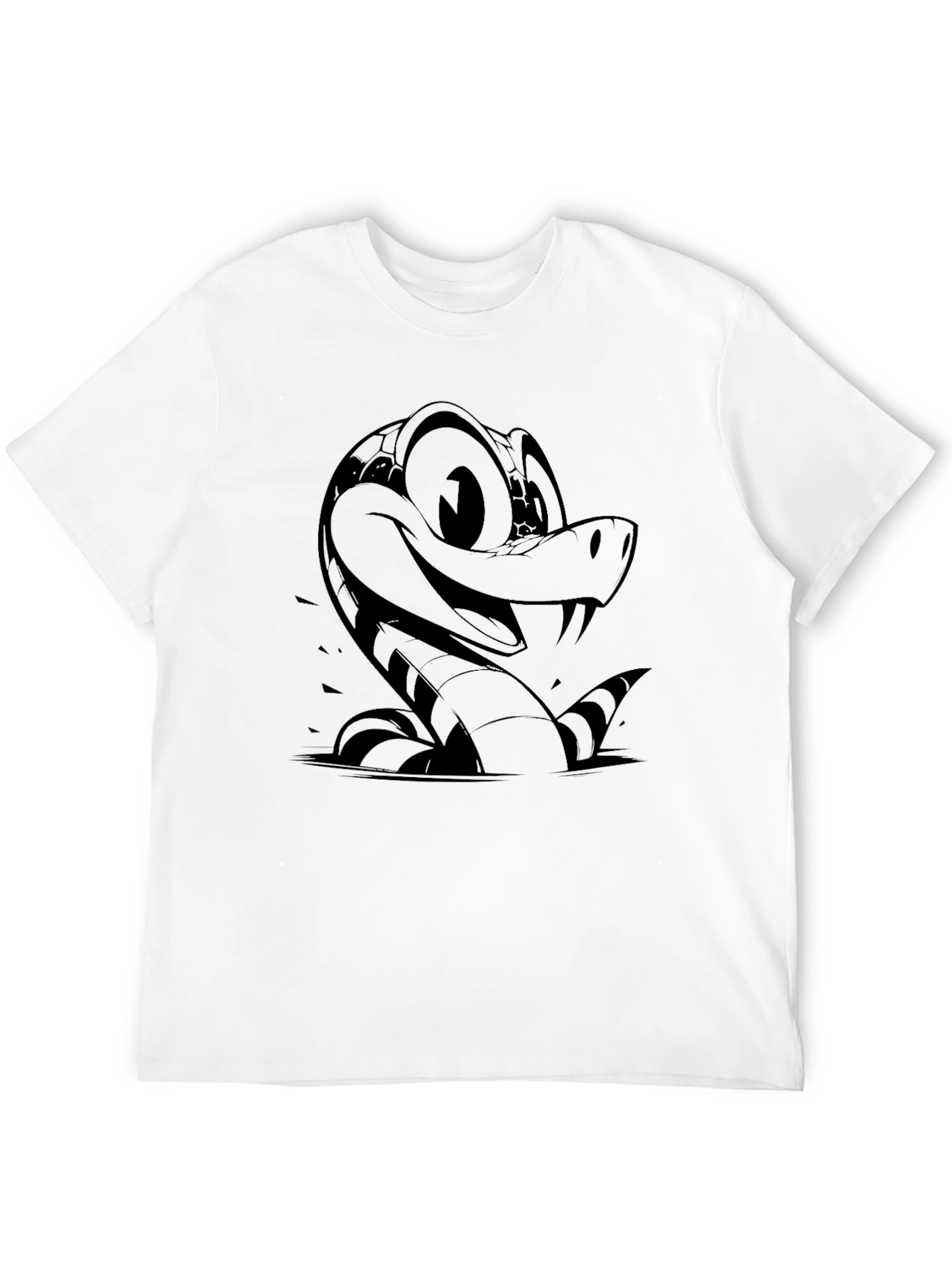 Cartoon Snake Graphic T-Shirt - Mens Black Tee