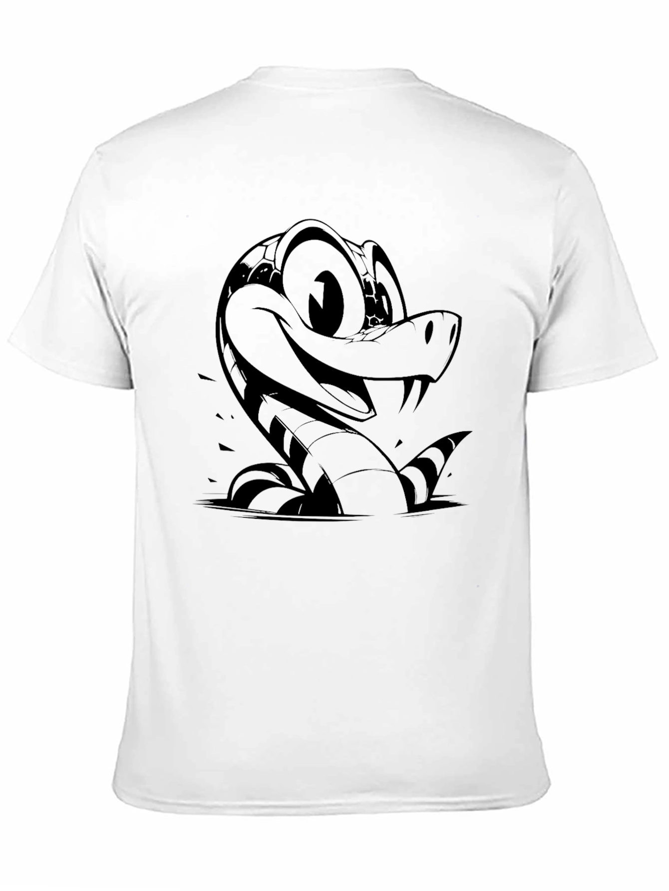 Cartoon Snake Graphic T-Shirt - Mens Black Tee