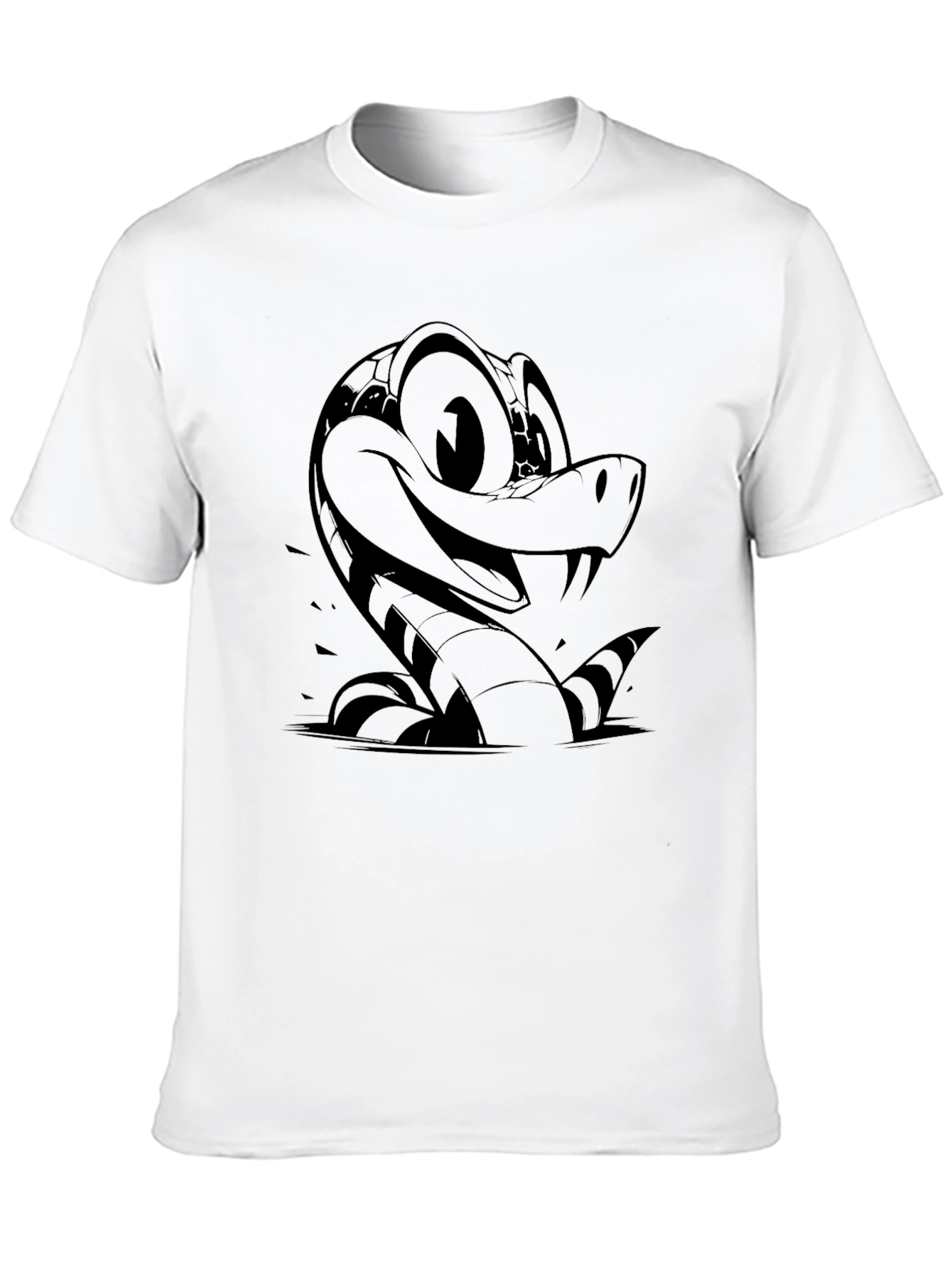 Cartoon Snake Graphic T-Shirt - Mens Black Tee