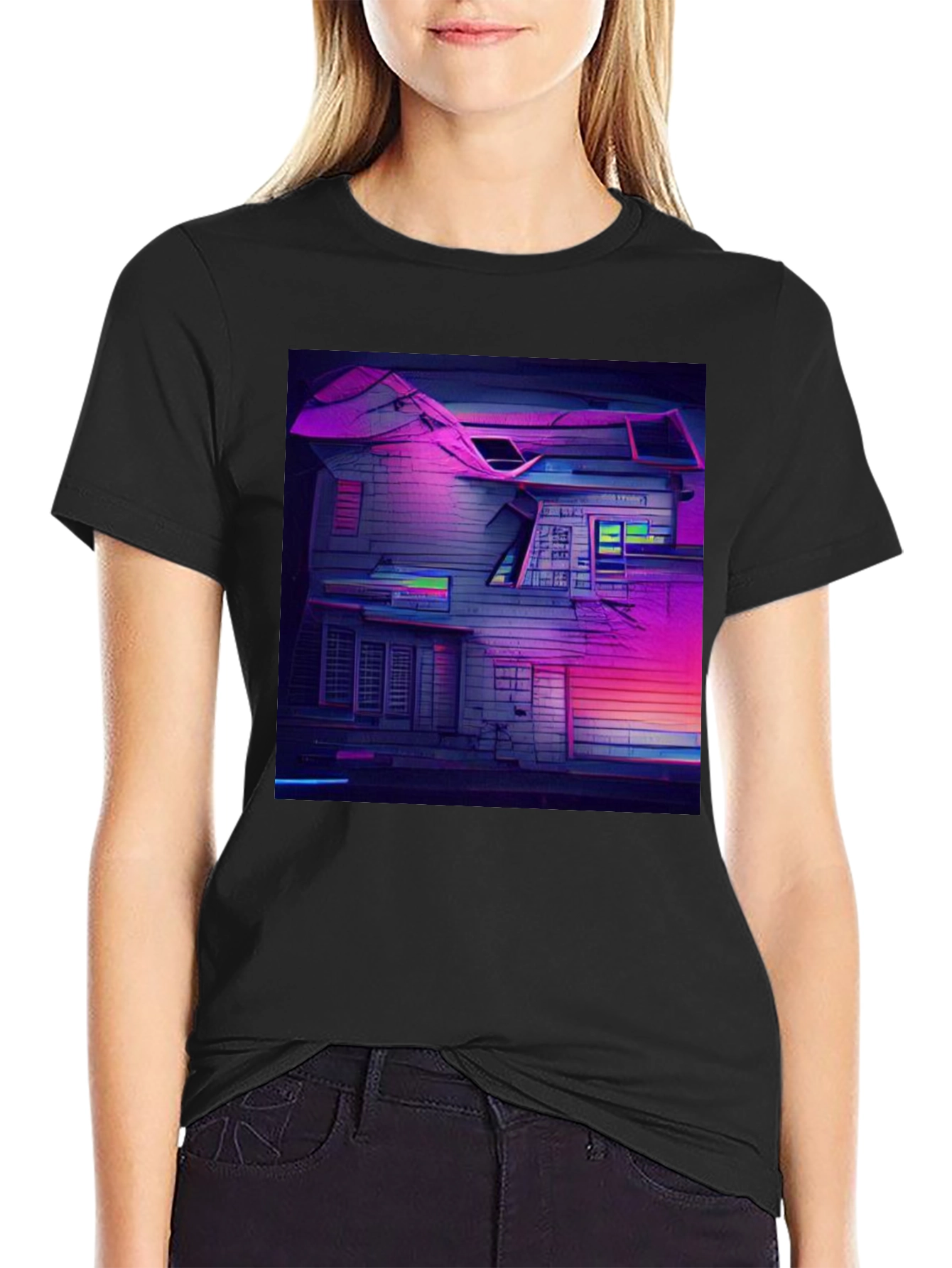 Cyberpunk House Graphic Tee - Retro Style
