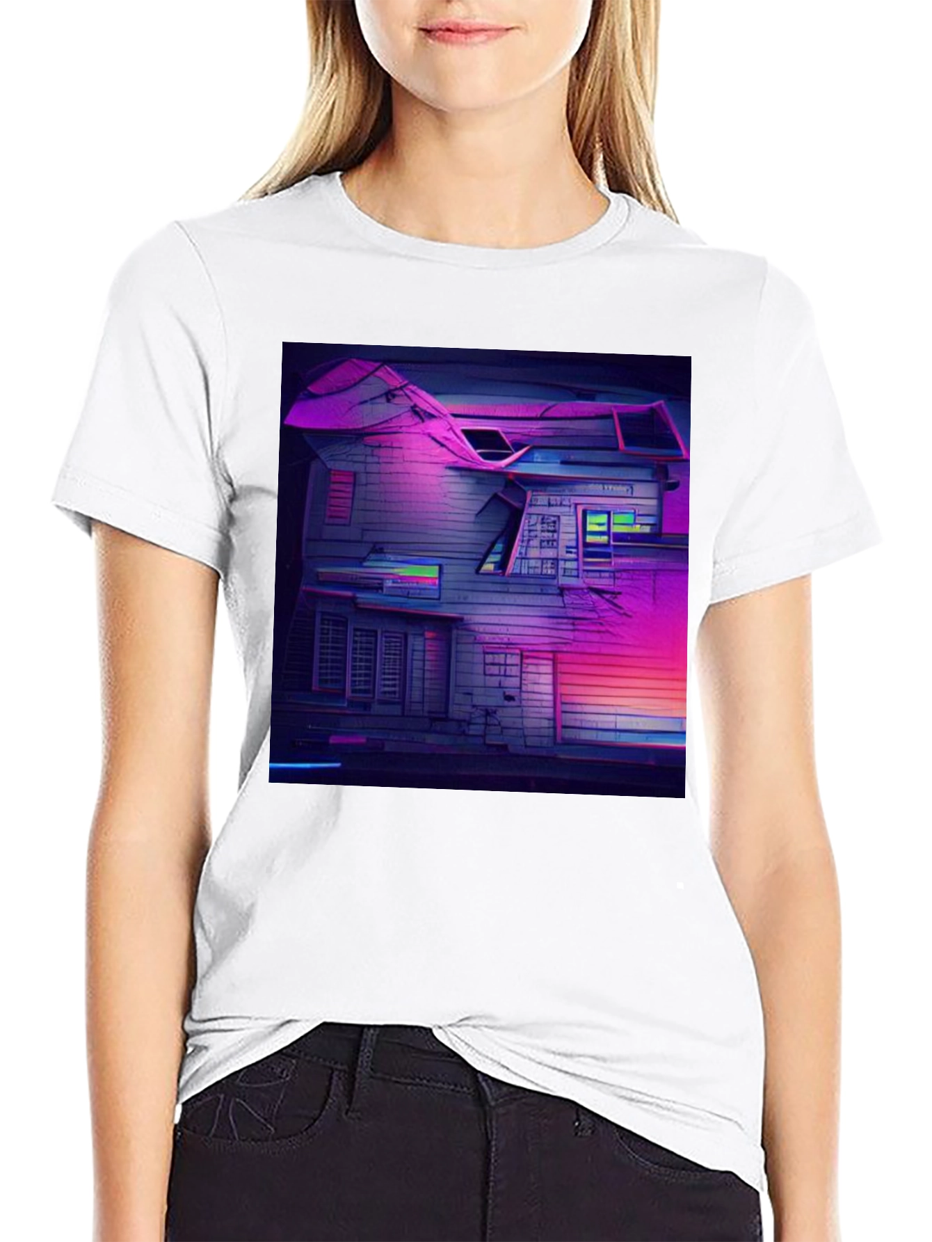 Cyberpunk House Graphic Tee - Retro Style
