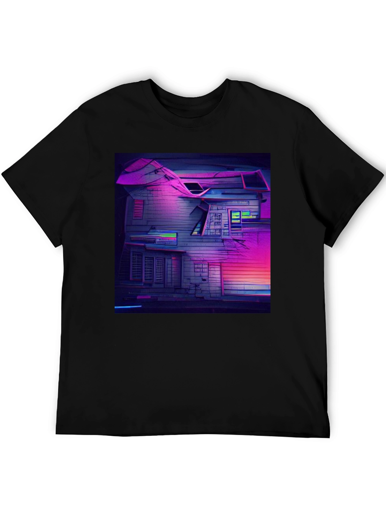 Cyberpunk House Graphic Tee - Retro Style
