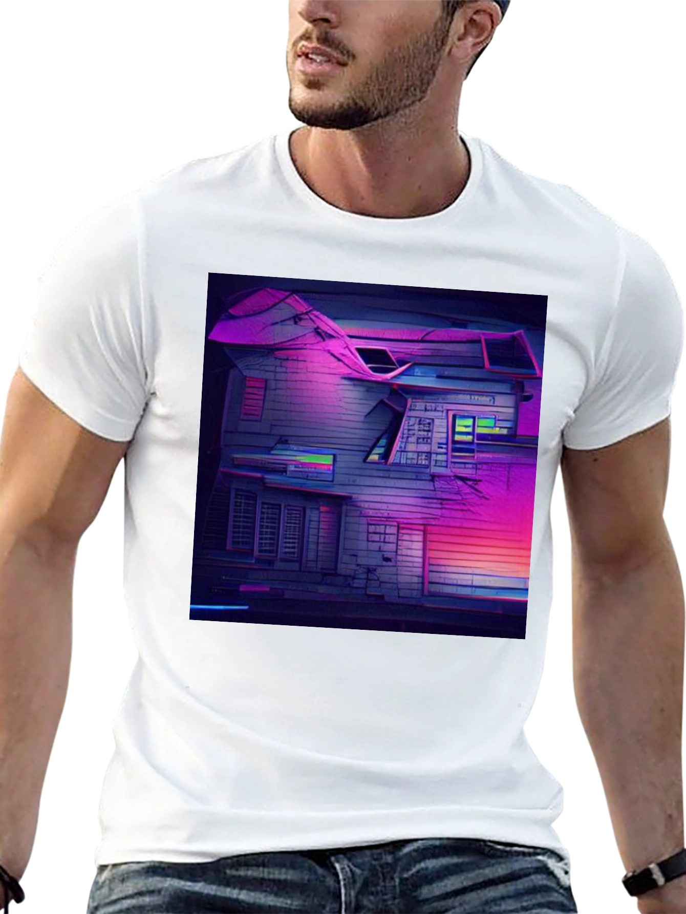 Cyberpunk House Graphic Tee - Retro Style