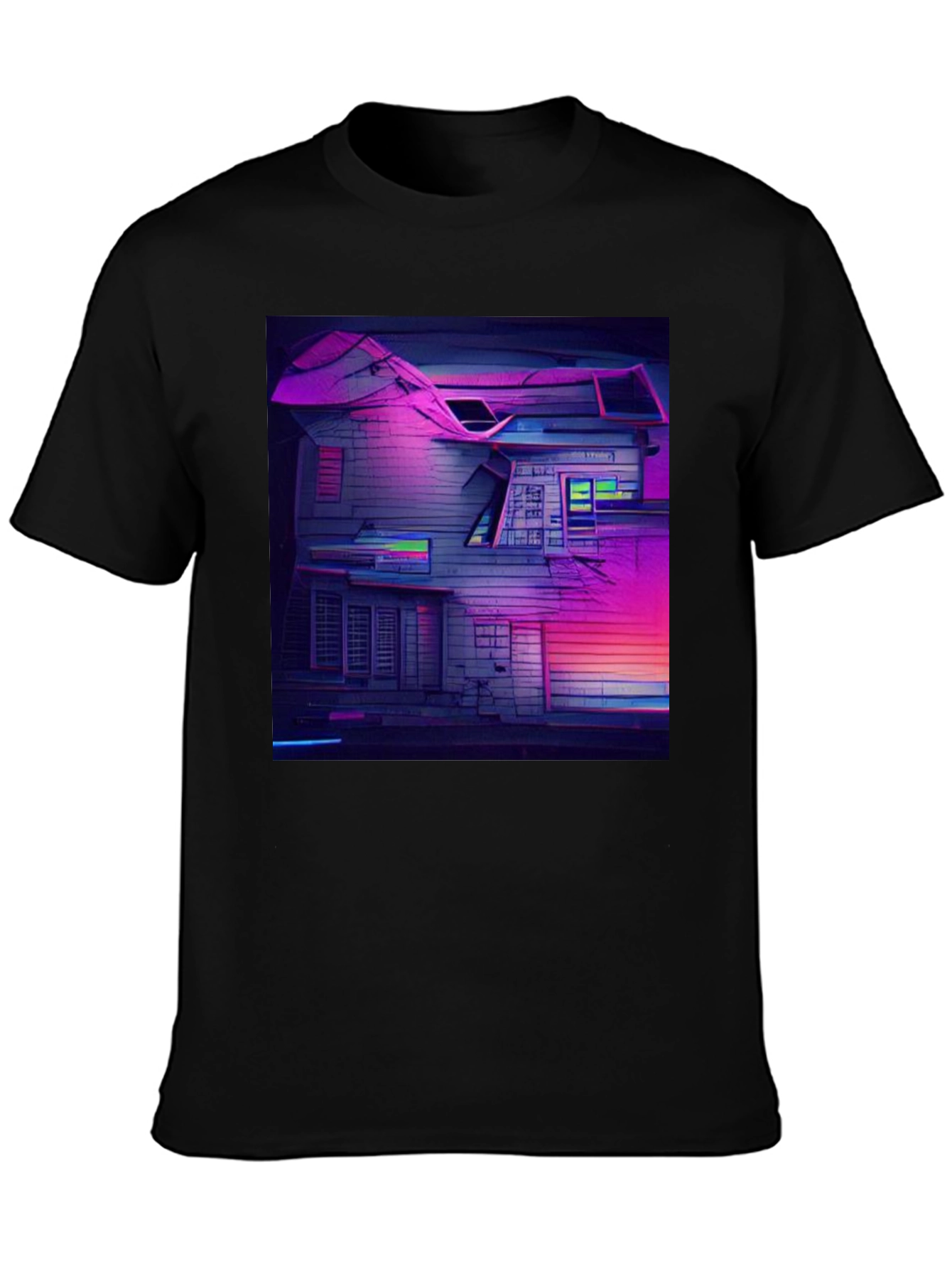 Cyberpunk House Graphic Tee - Retro Style