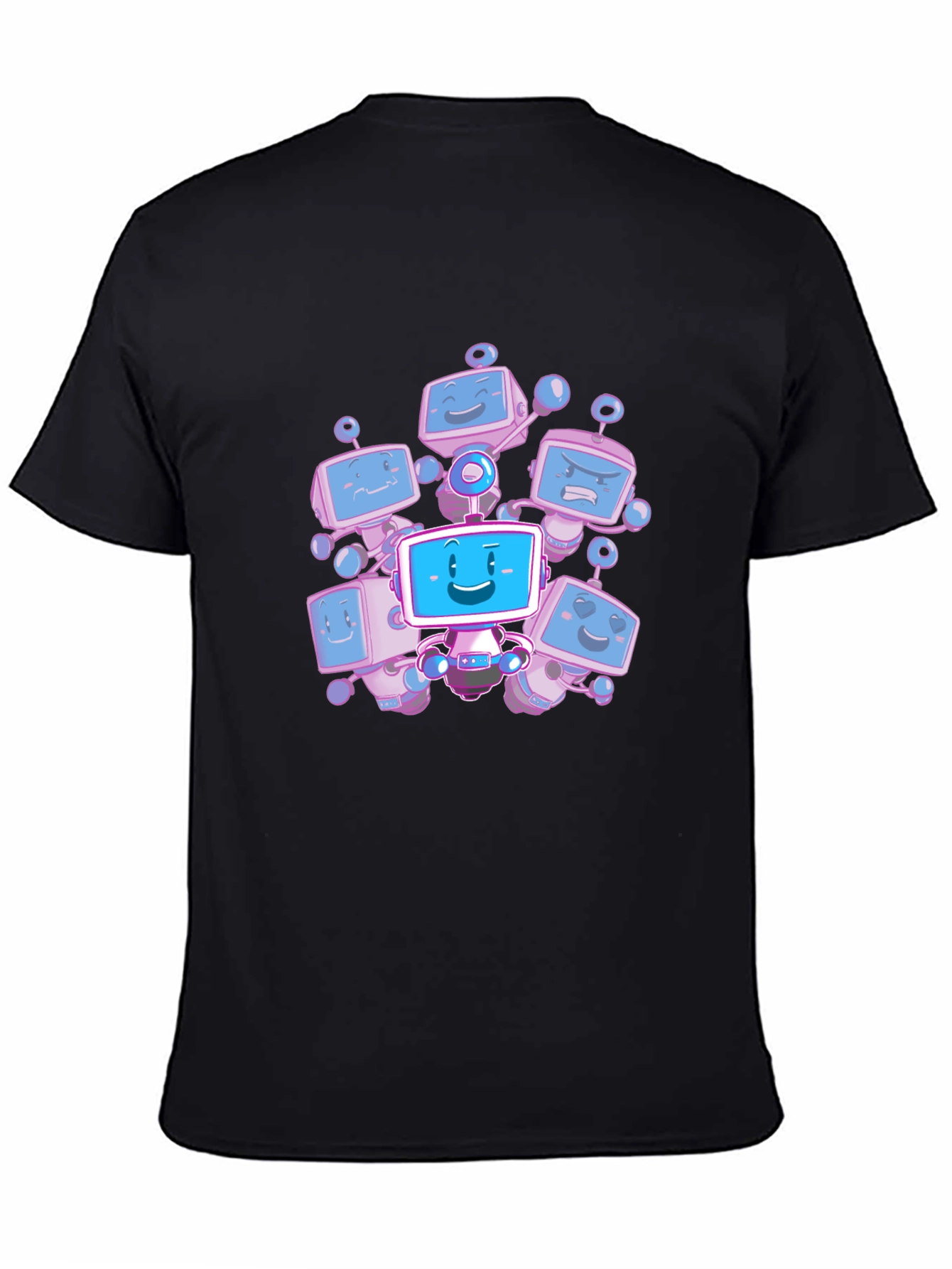 Robot Crew Graphic T-Shirt - Black Cotton Tee