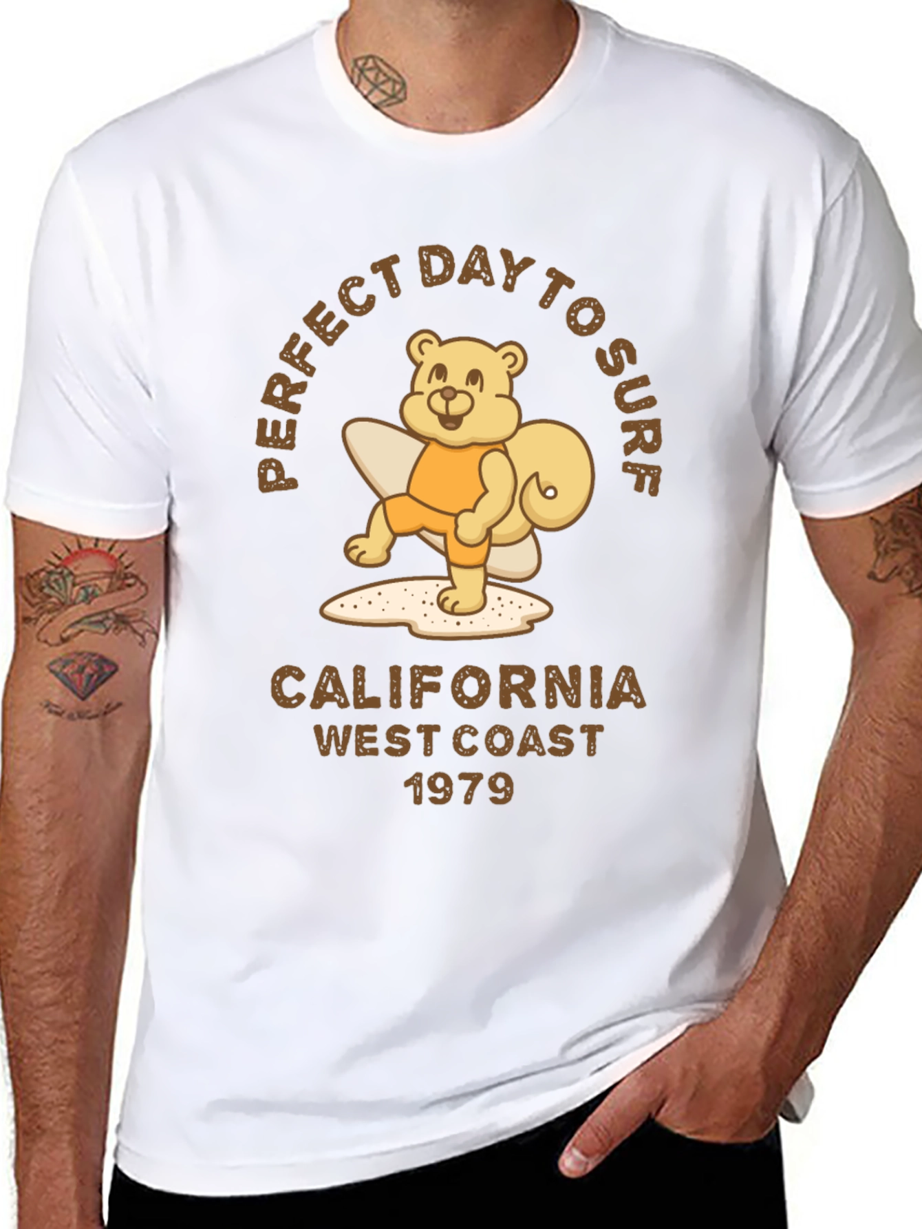 Perfect Day to Surf Bear Graphic Tee