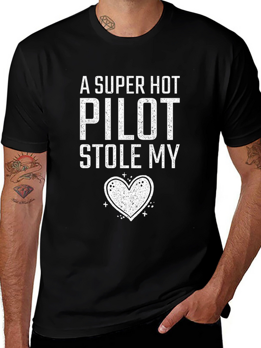 A Super Hot Pilot Stole My Heart Graphic T-Shirt