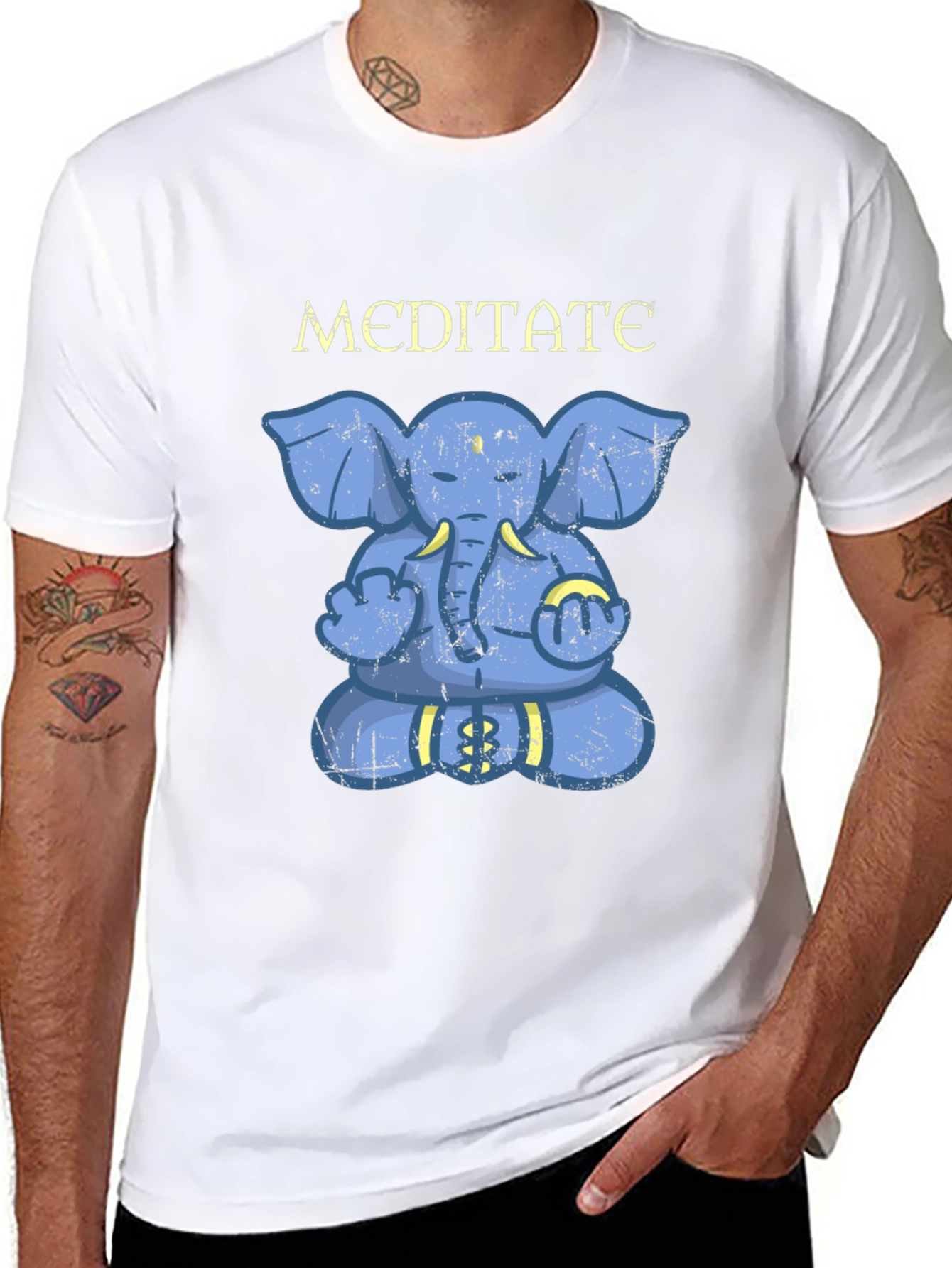 Meditating Elephant Graphic T-Shirt