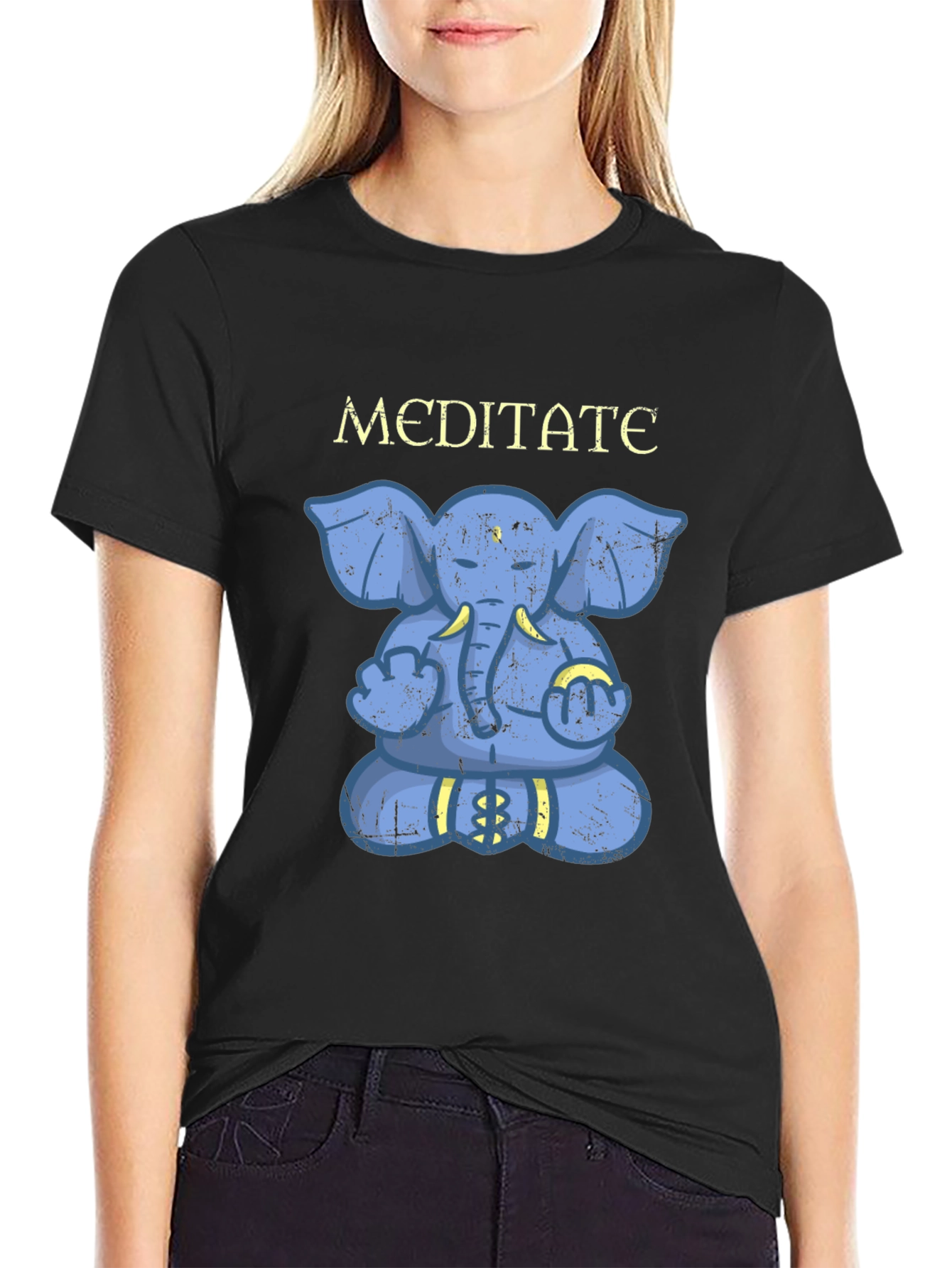 Meditating Elephant Graphic T-Shirt