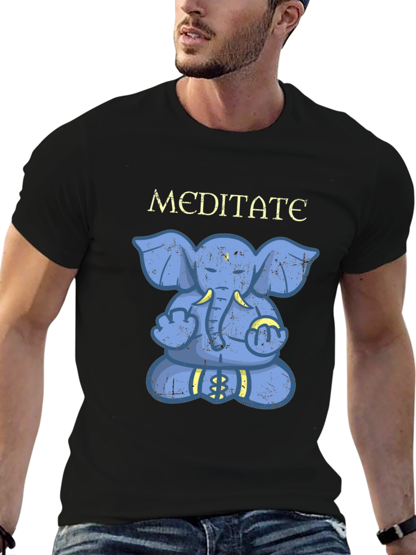 Meditating Elephant Graphic T-Shirt