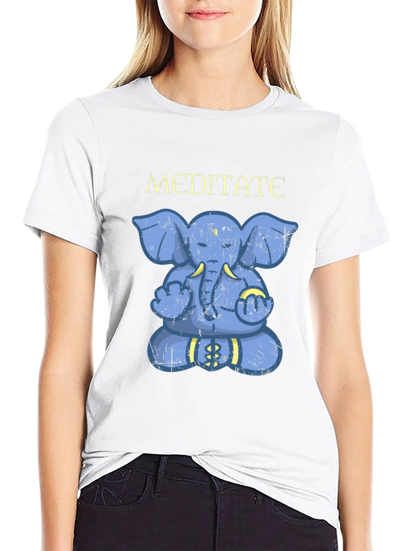 Meditating Elephant Graphic T-Shirt