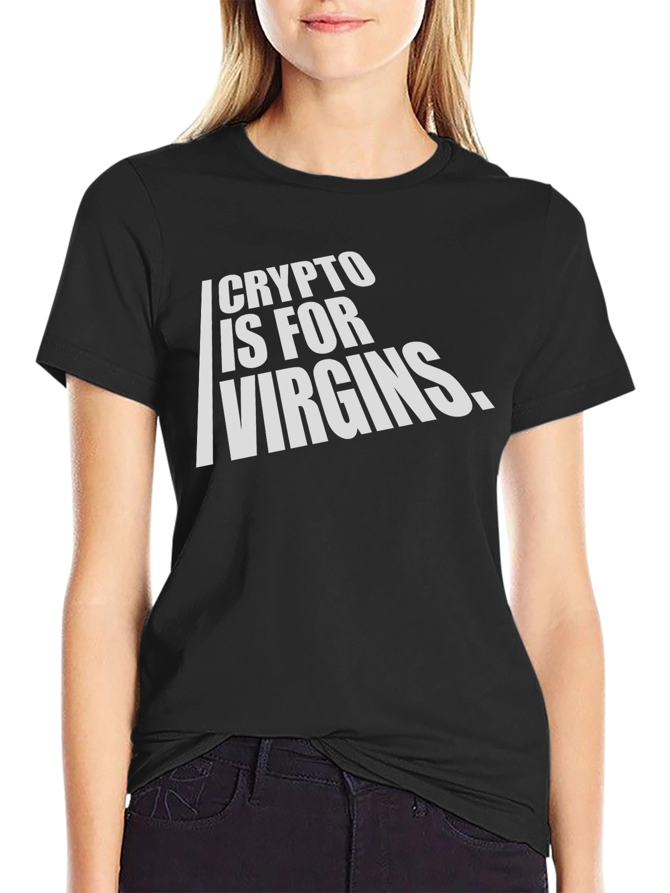 Crypto is For Virgins Black Graphic T-Shirt
