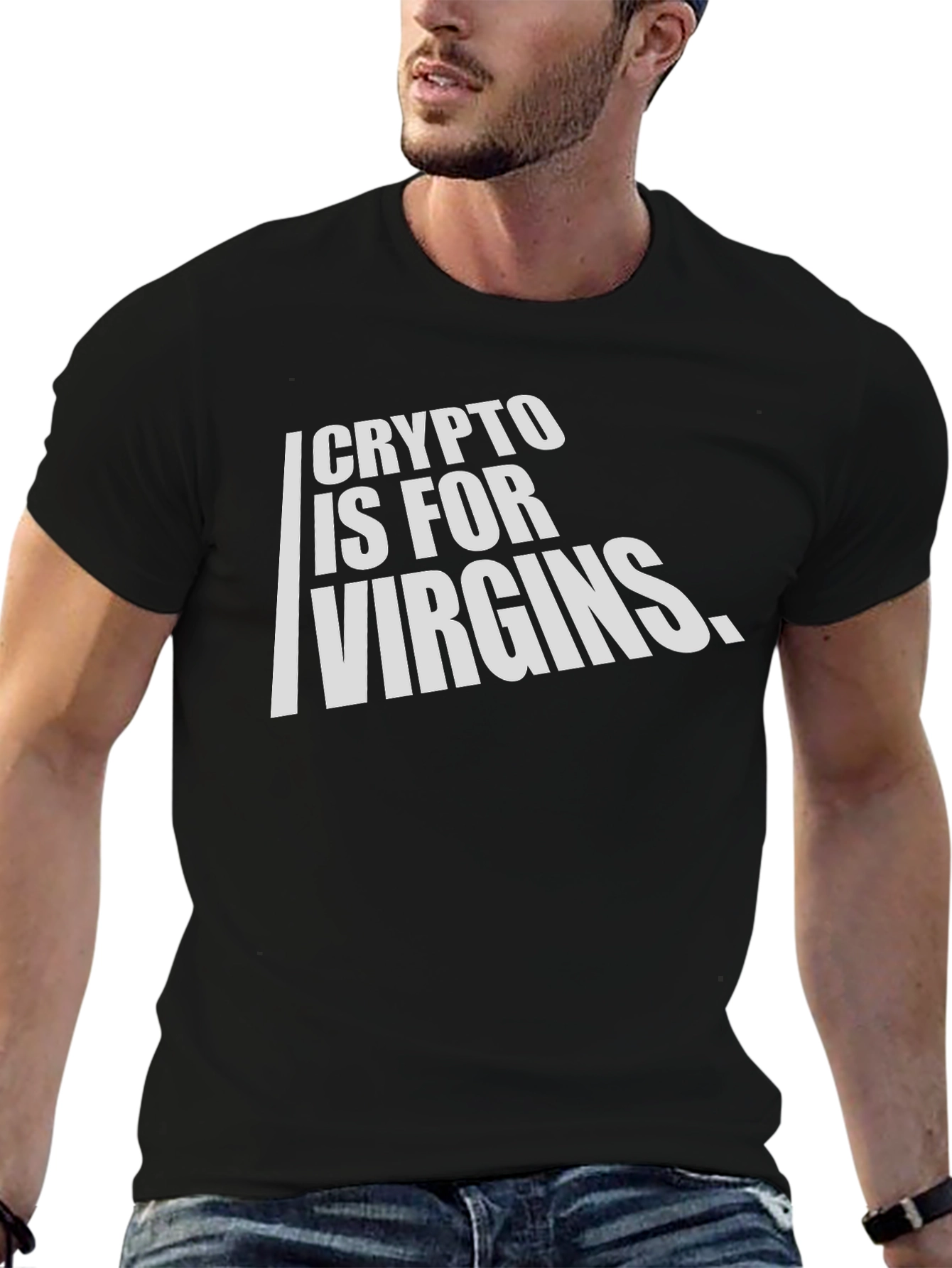 Crypto is For Virgins Black Graphic T-Shirt