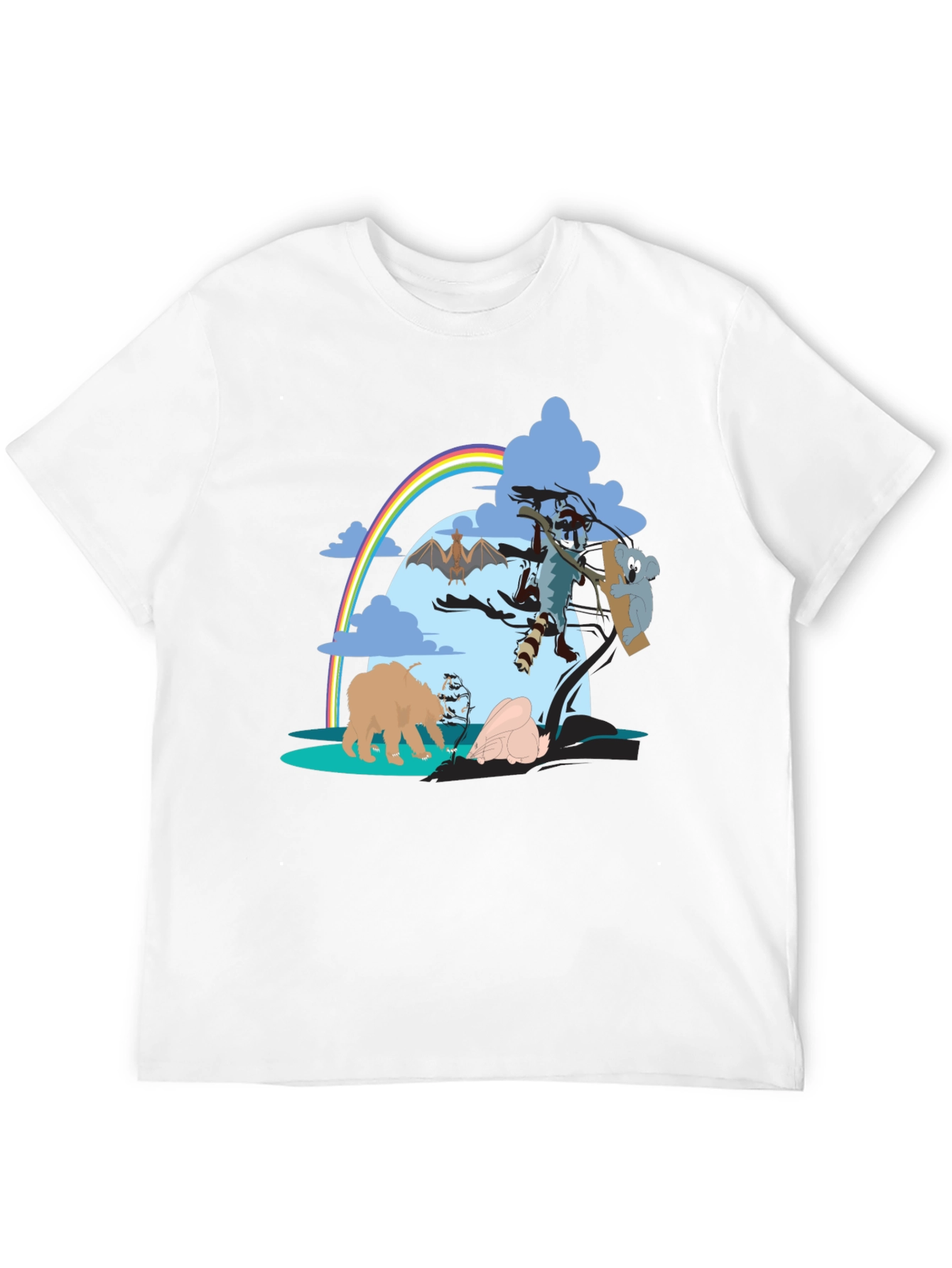 Cartoon Animal Print Black T-Shirt
