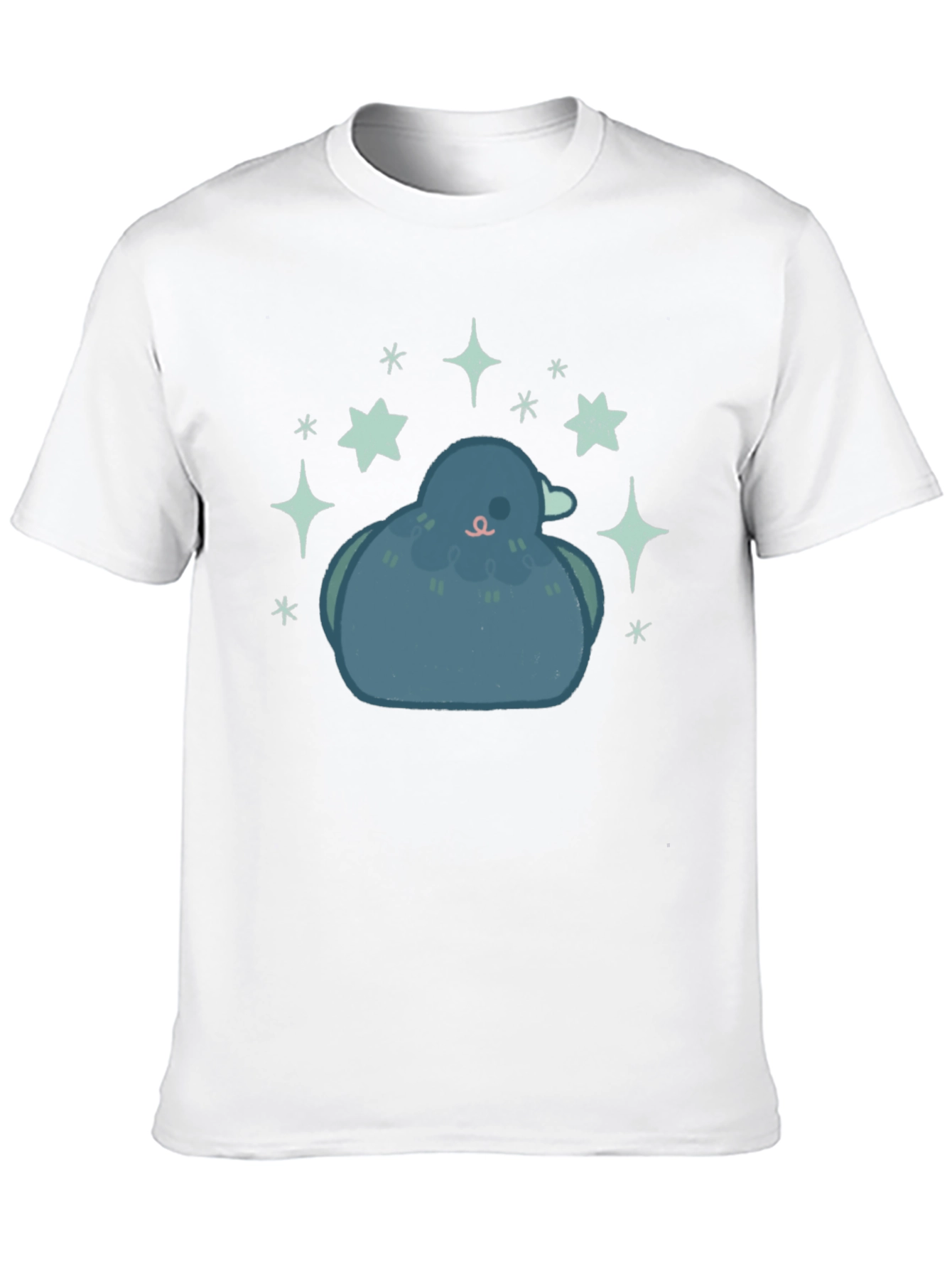 Pigeon Starry Tee - Cute Bird Graphic Black T-Shirt