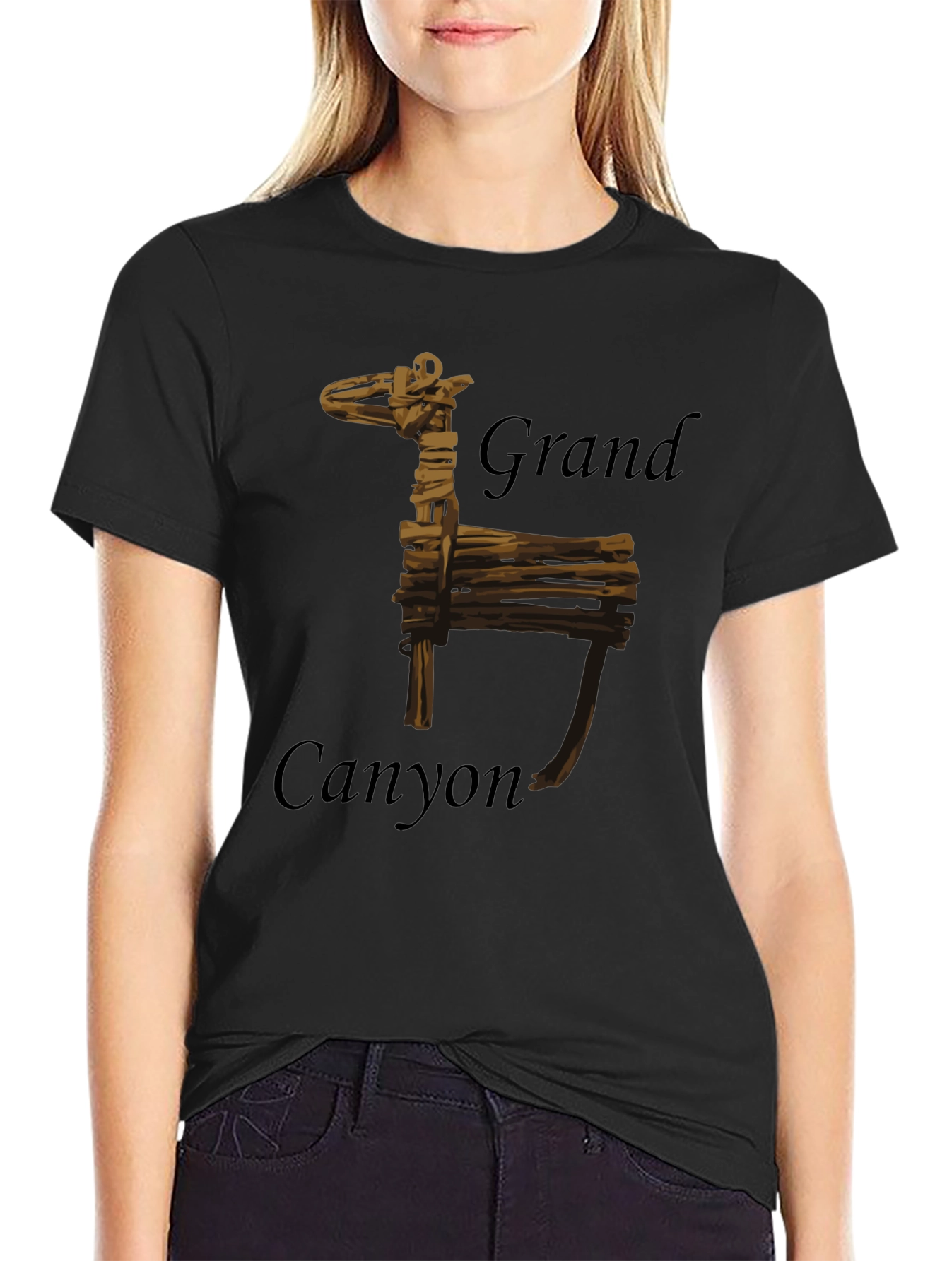 Grand Canyon Wooden Giraffe Black T-Shirt