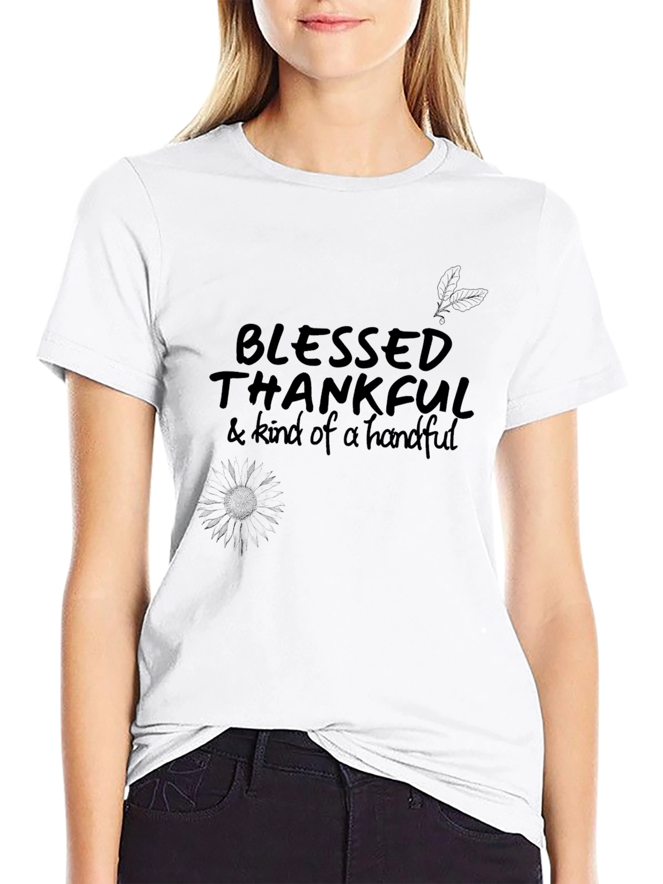 Blessed Thankful Graphic Tee - Black