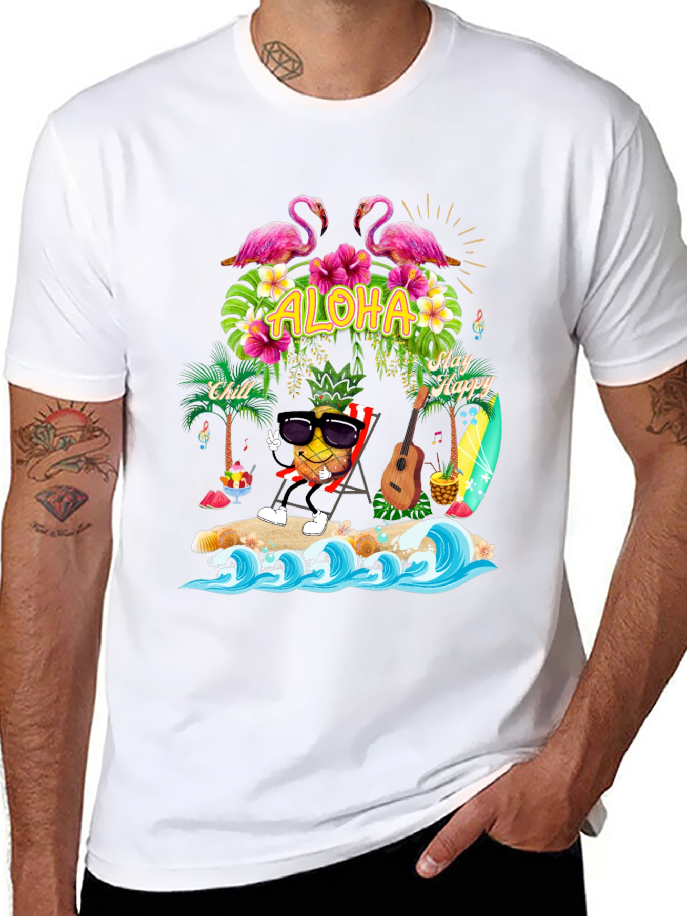 Aloha Pineapple T-Shirt Summer Beach Vibe