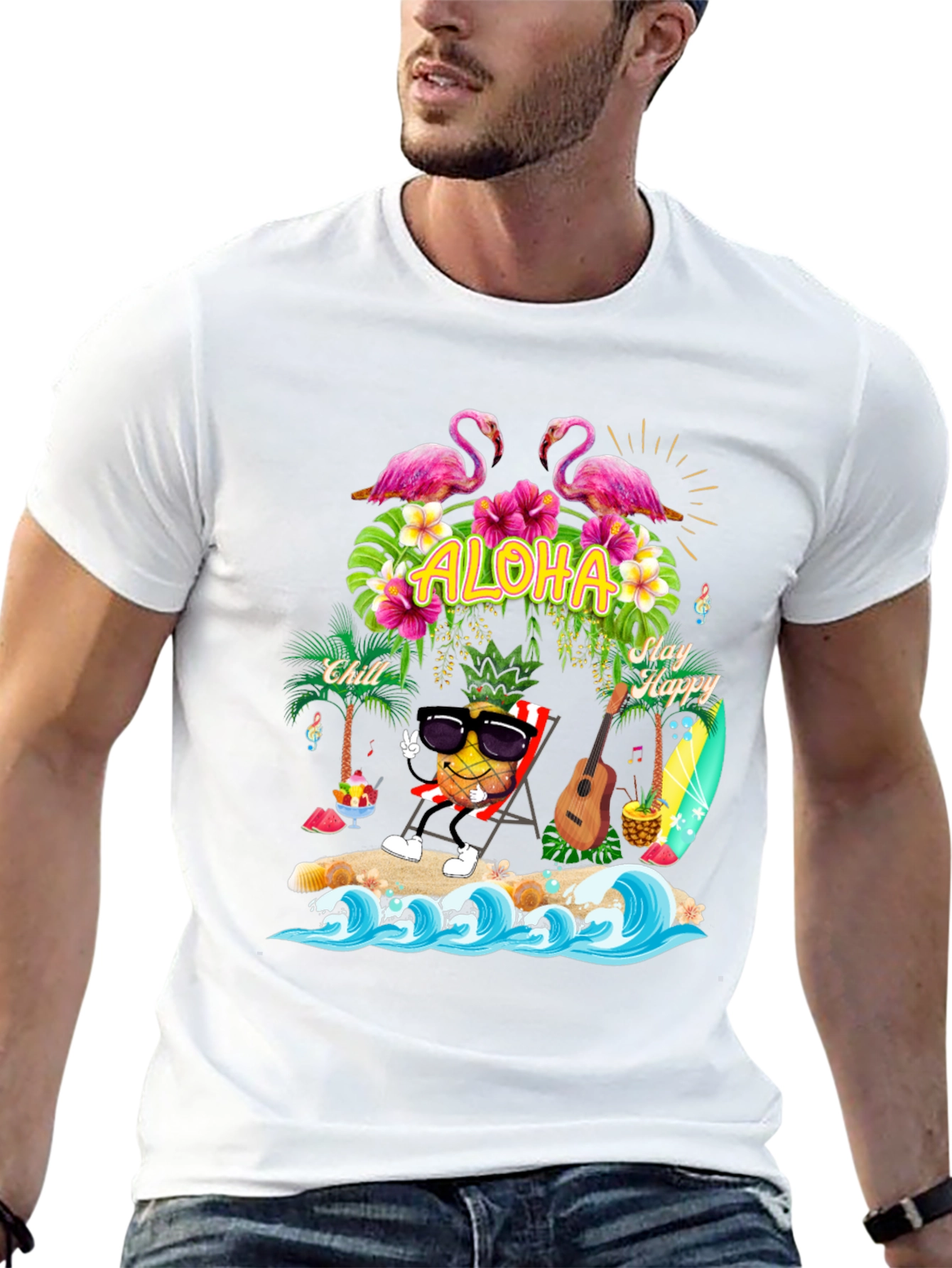 Aloha Pineapple T-Shirt Summer Beach Vibe