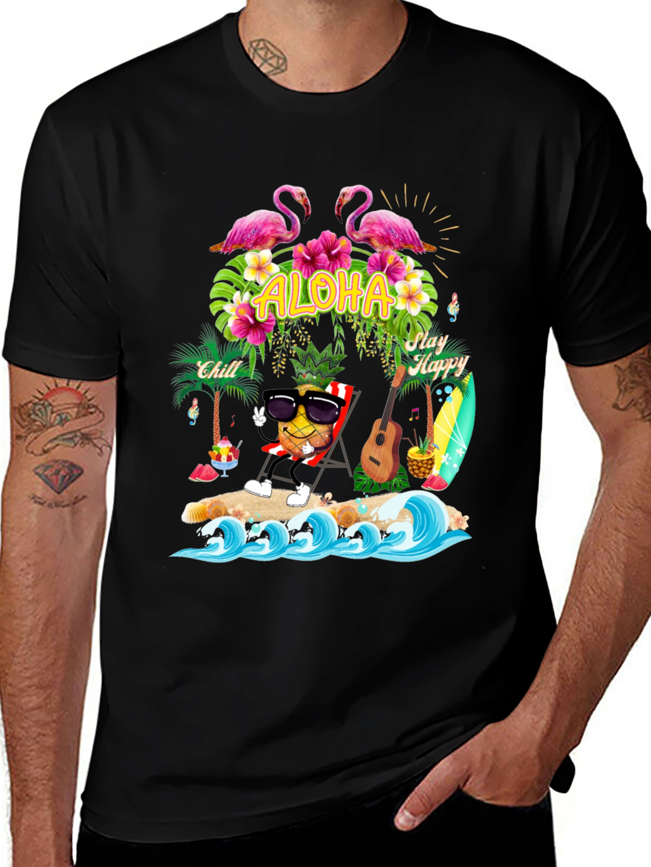 Aloha Pineapple T-Shirt Summer Beach Vibe