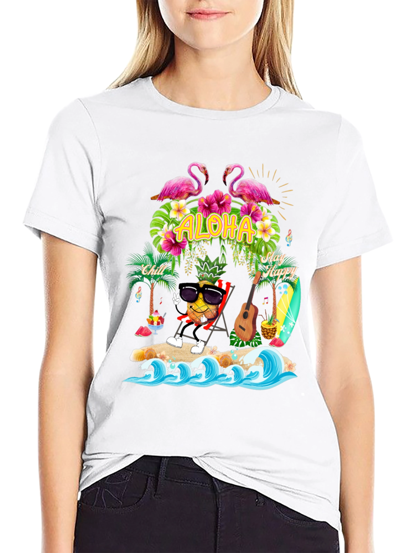 Aloha Pineapple T-Shirt Summer Beach Vibe
