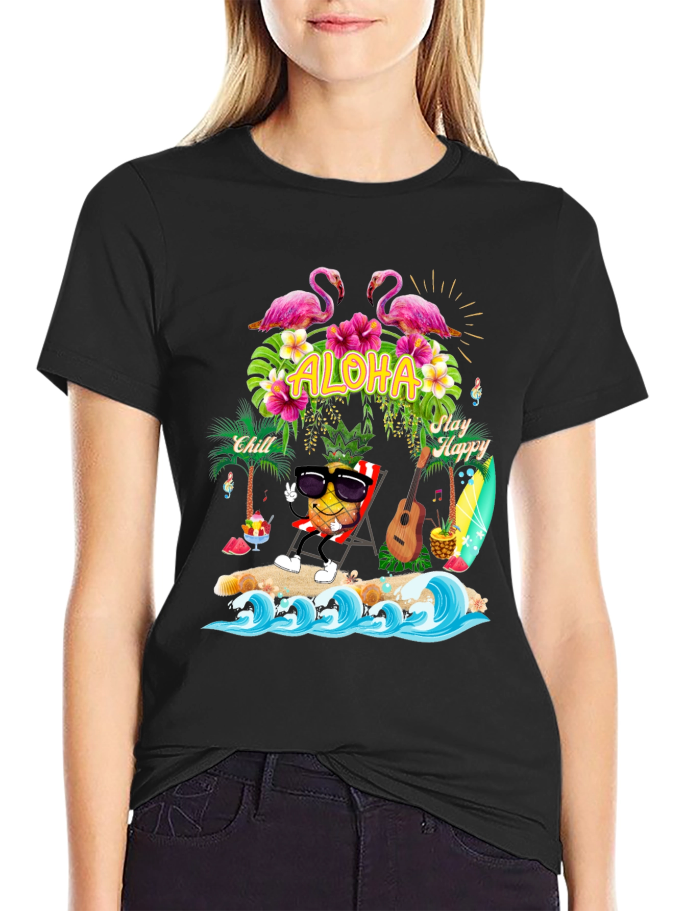 Aloha Pineapple T-Shirt Summer Beach Vibe