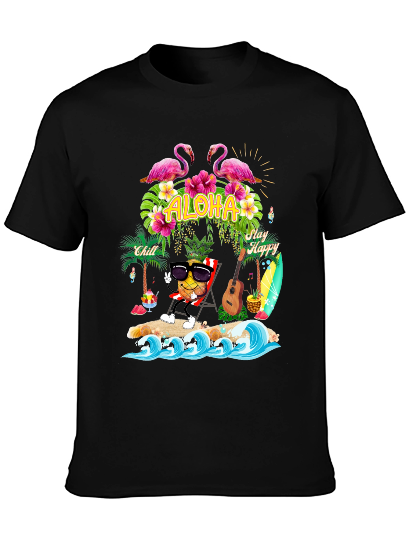 Aloha Pineapple T-Shirt Summer Beach Vibe