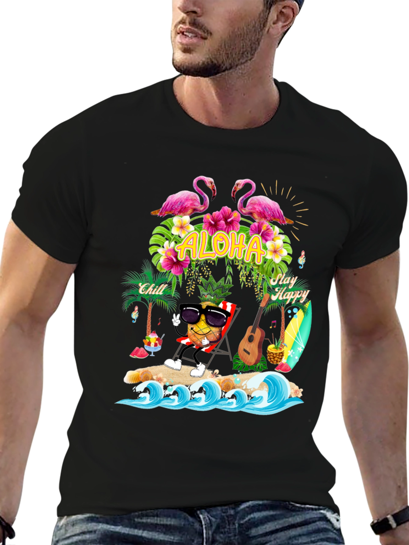 Aloha Pineapple T-Shirt Summer Beach Vibe