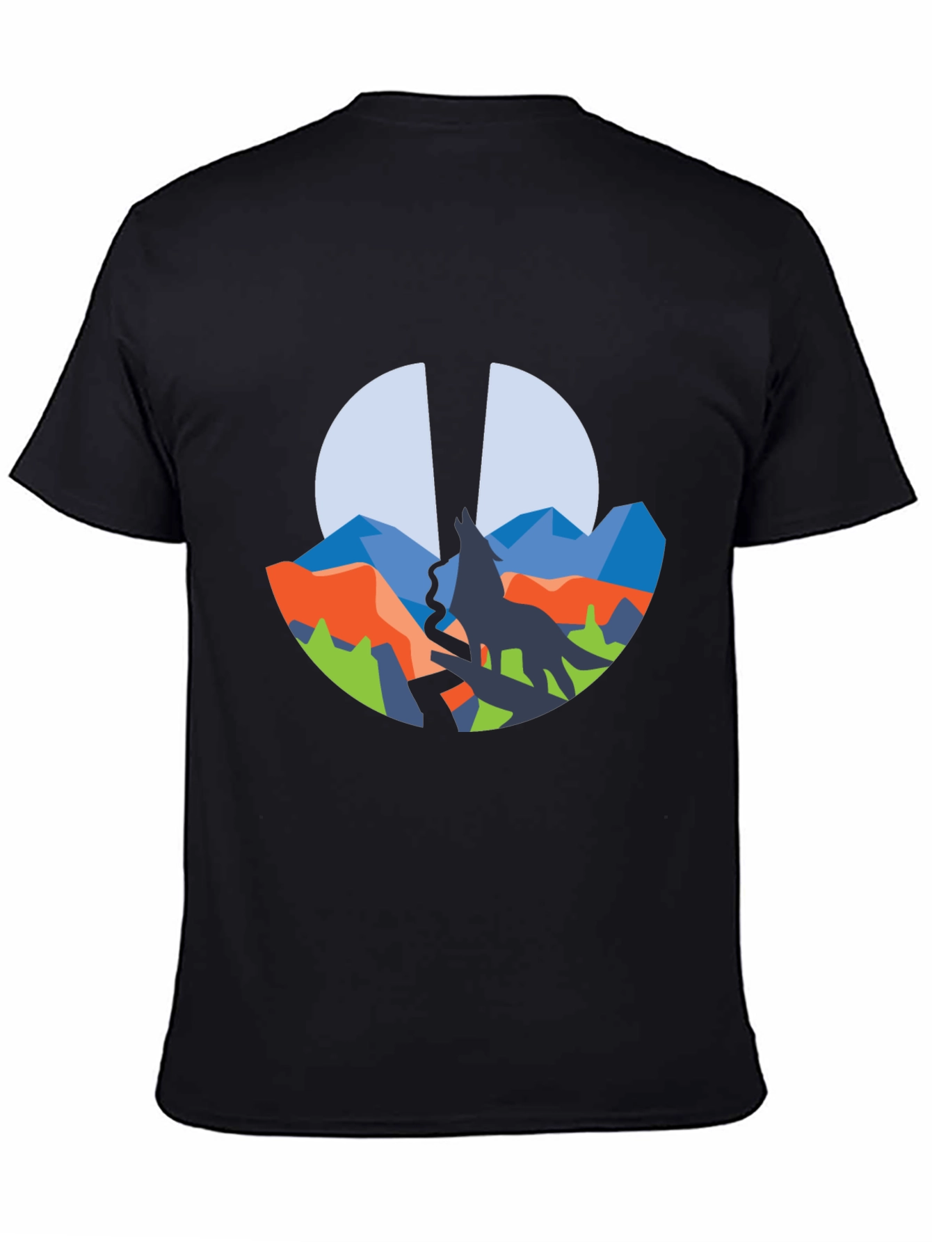 Wolf Mountain Graphic Tee - Black Crew Neck