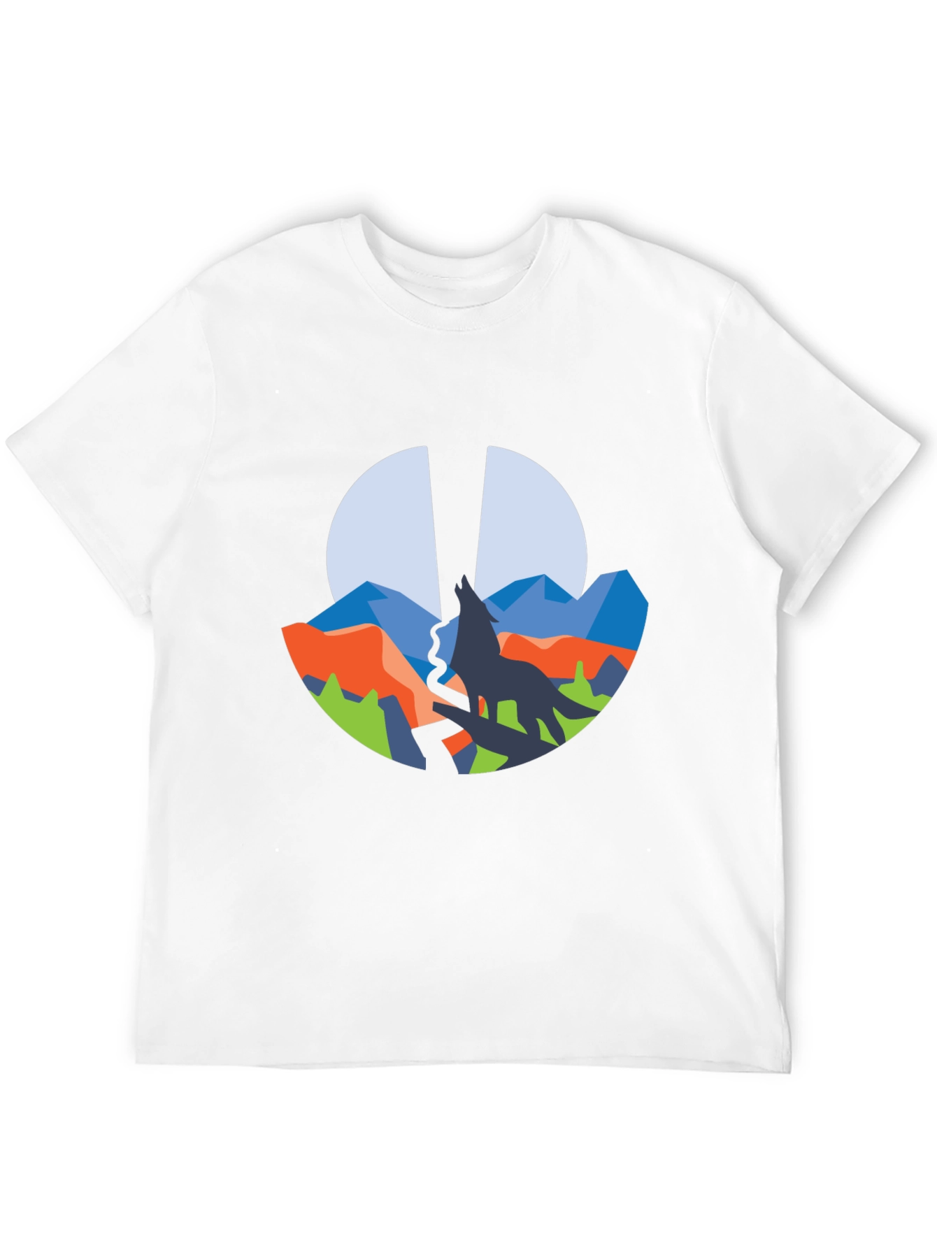 Wolf Mountain Graphic Tee - Black Crew Neck