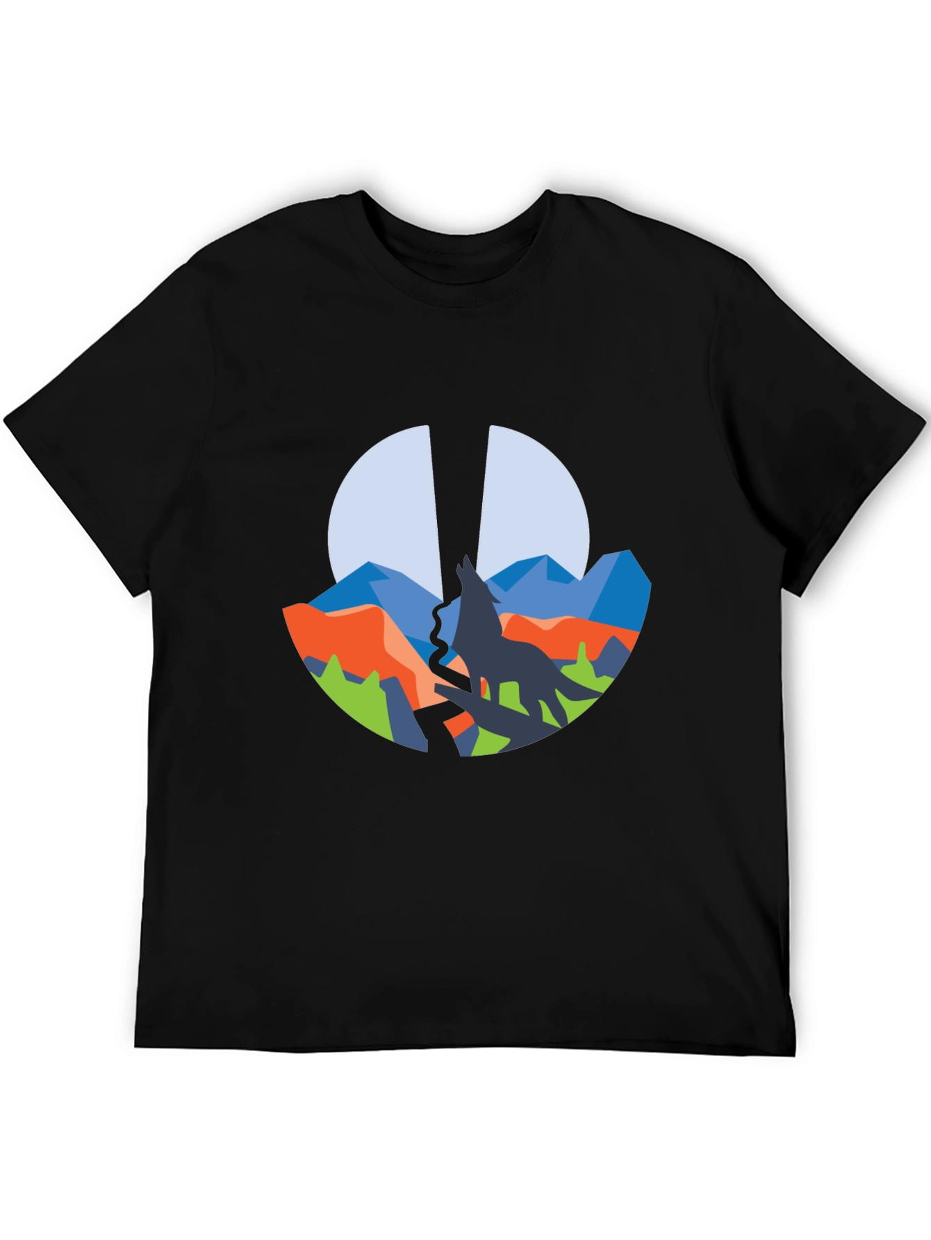 Wolf Mountain Graphic Tee - Black Crew Neck