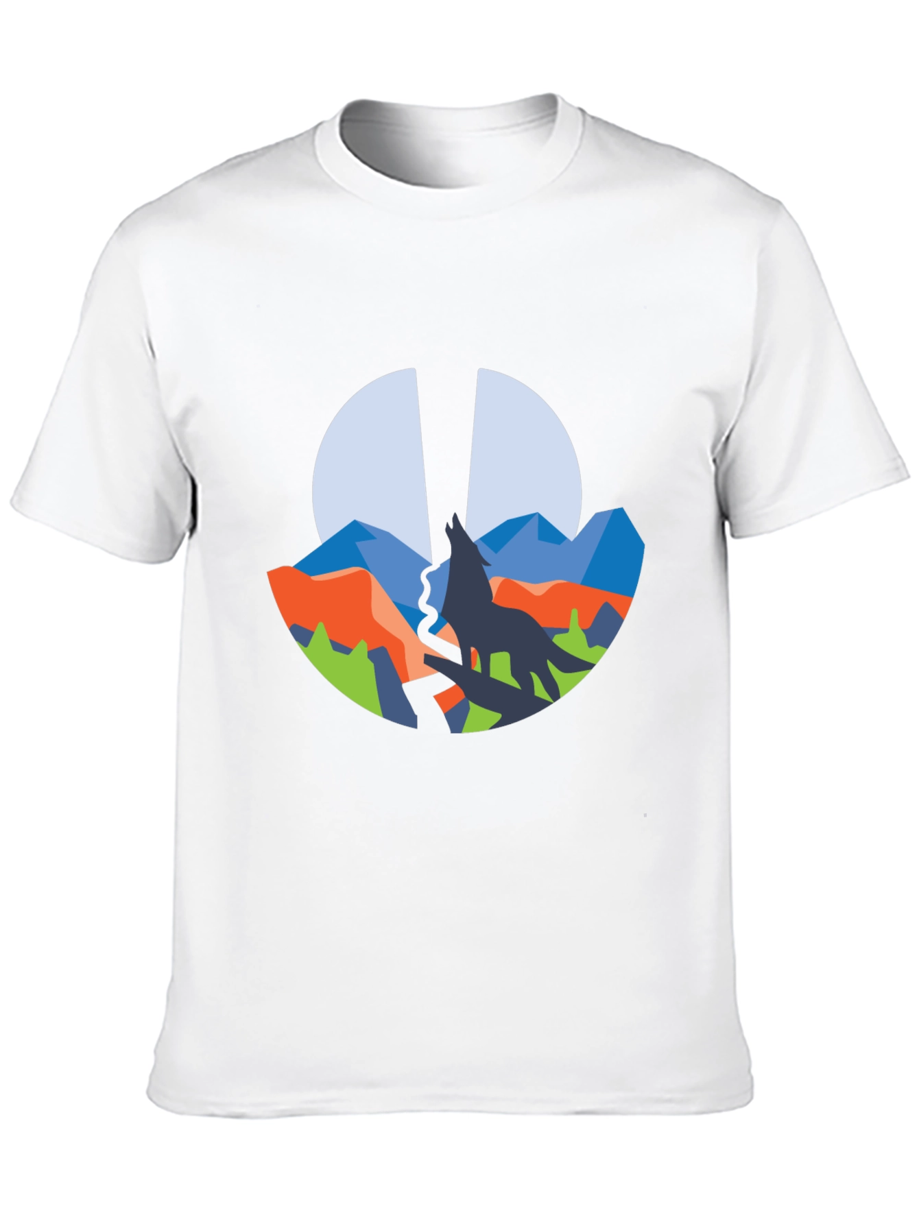 Wolf Mountain Graphic Tee - Black Crew Neck