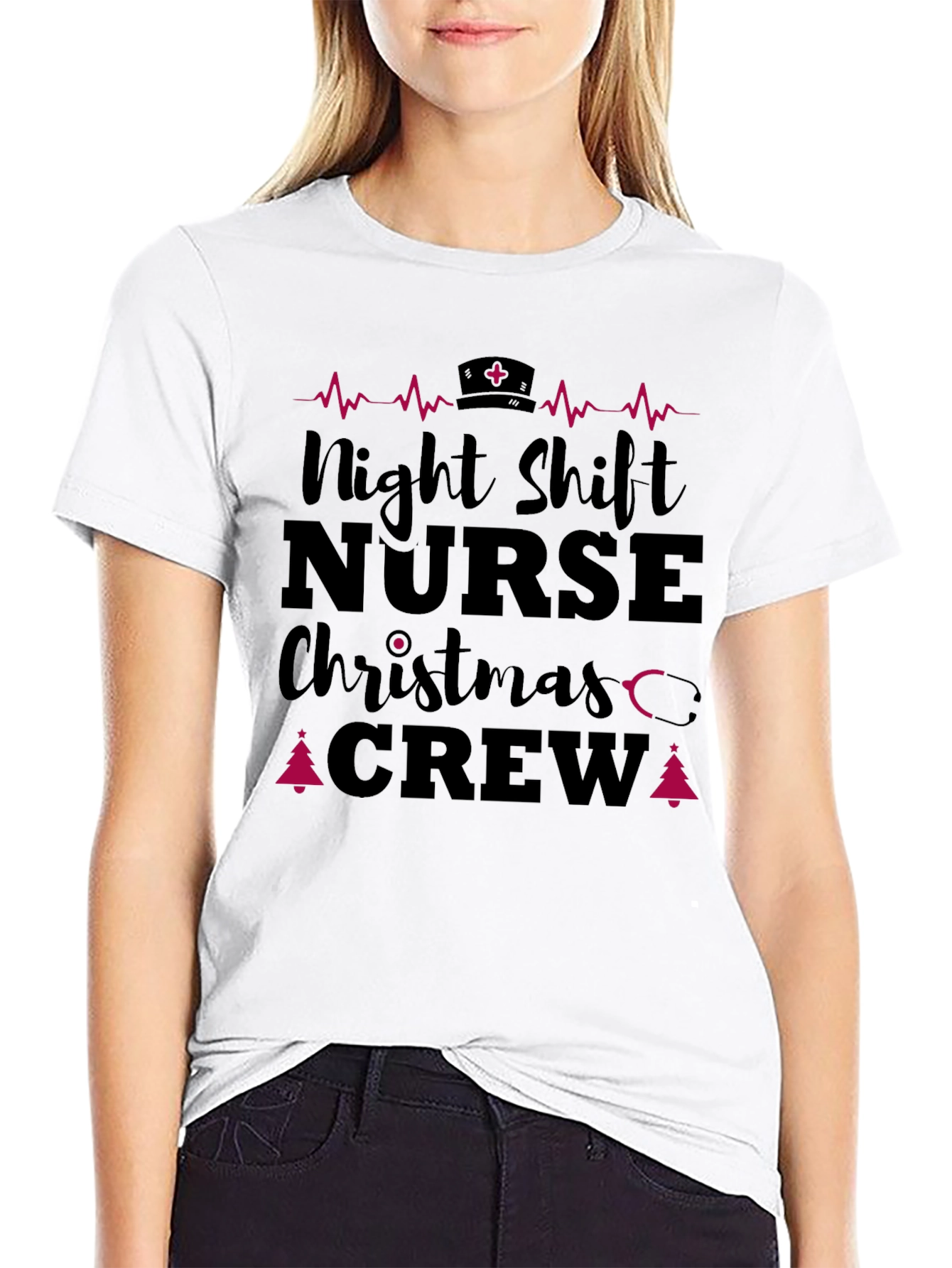 Night Shift Nurse Christmas Crew T-Shirt