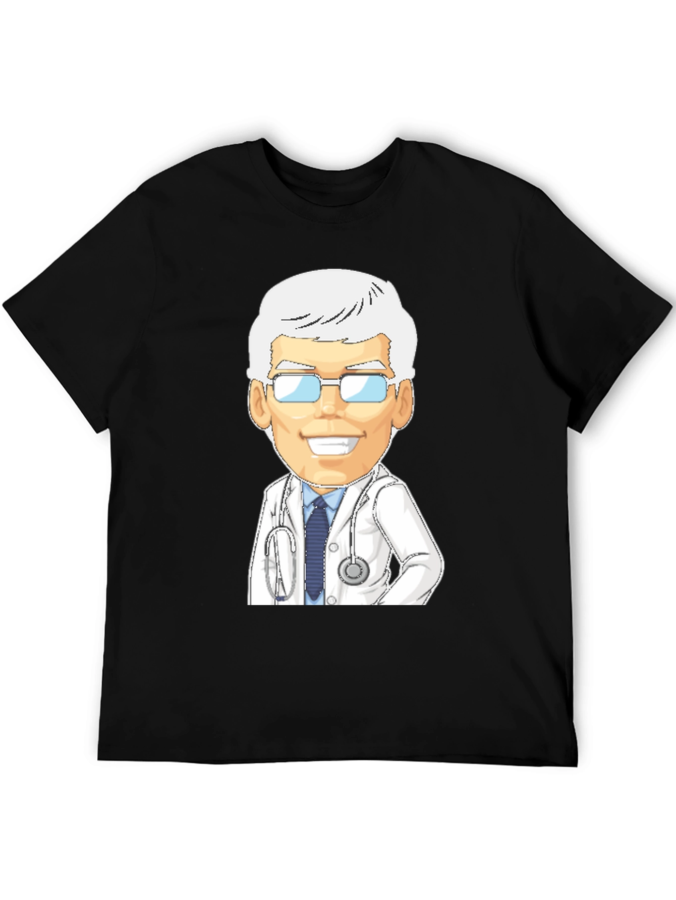 Doctor Cartoon Graphic T-Shirt - Black