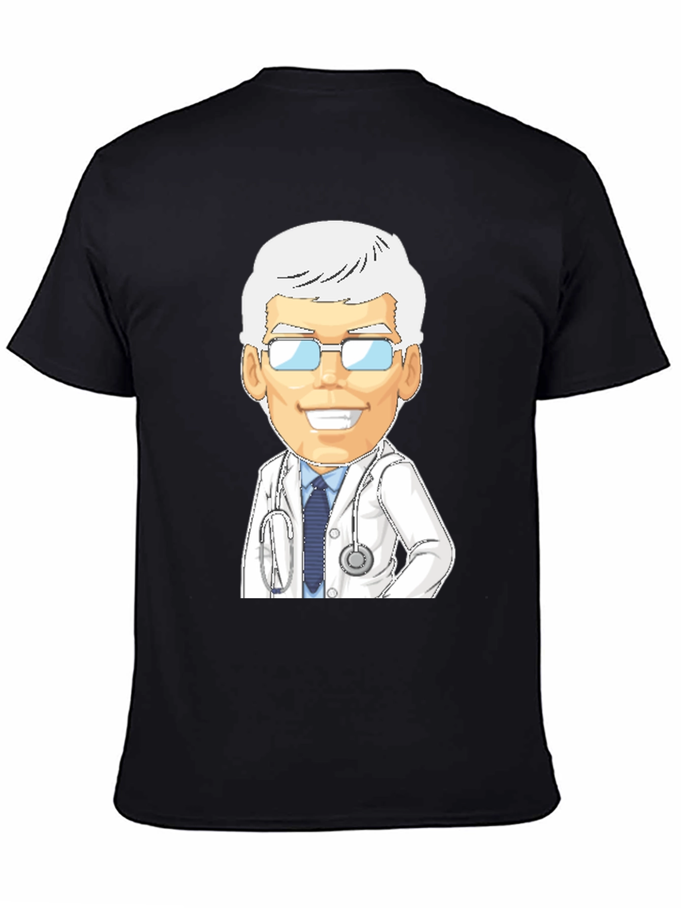 Doctor Cartoon Graphic T-Shirt - Black