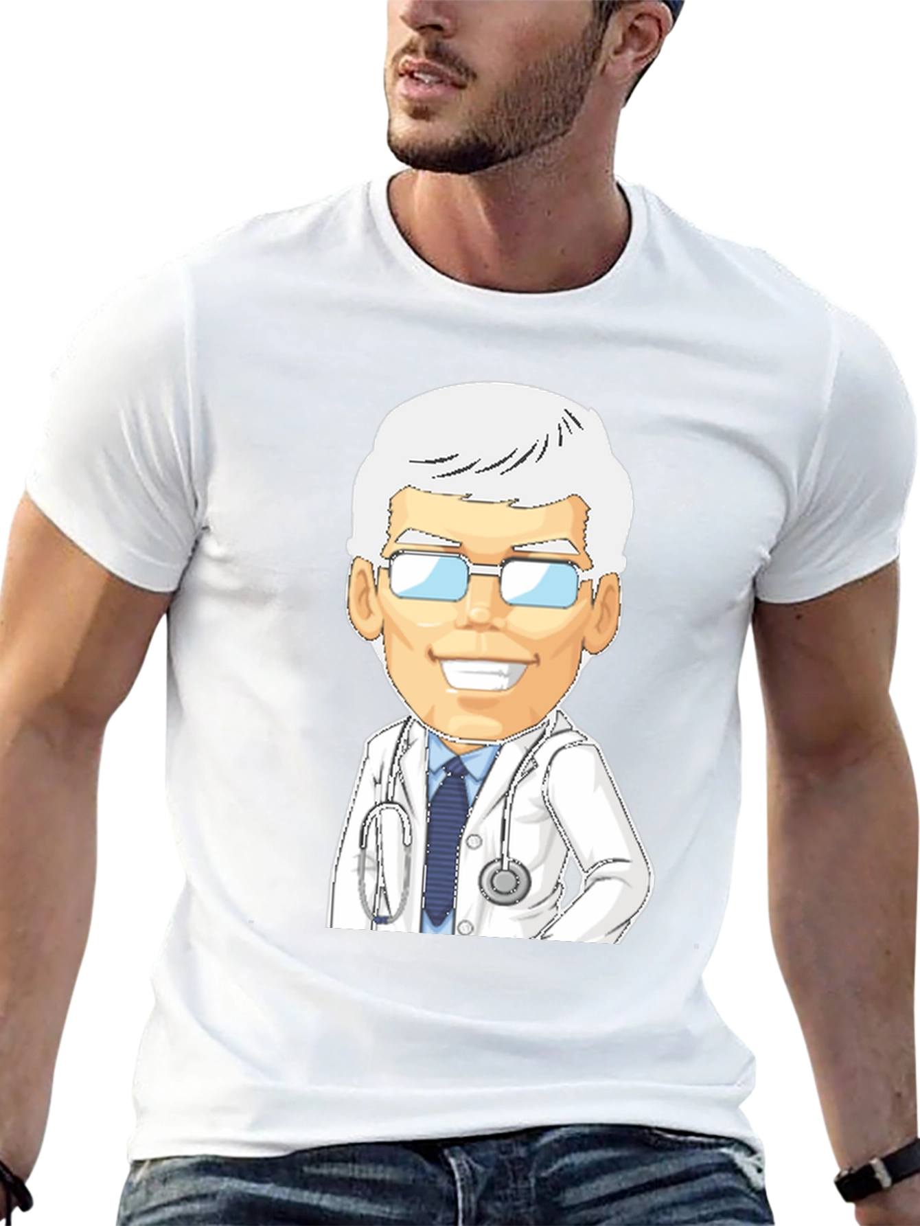 Doctor Cartoon Graphic T-Shirt - Black