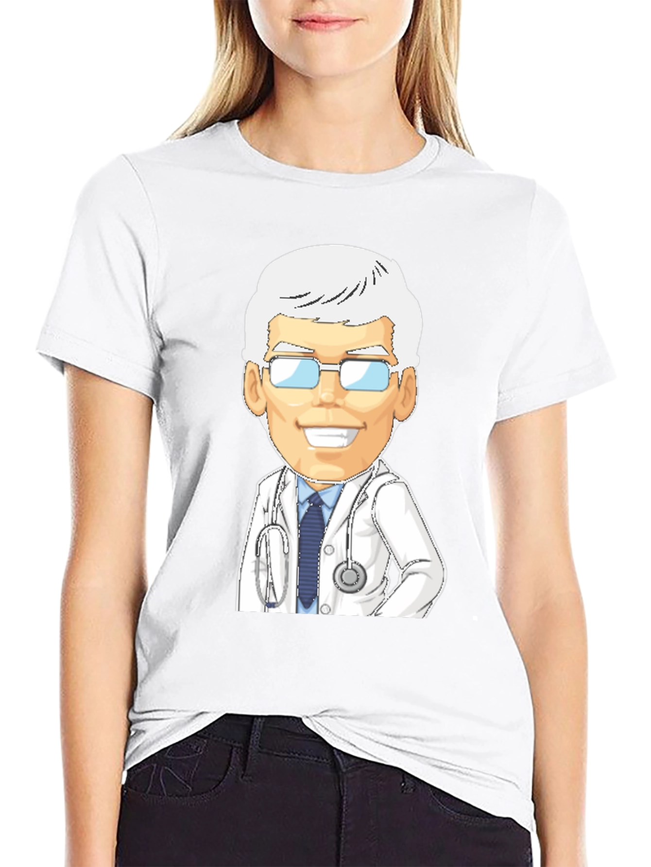 Doctor Cartoon Graphic T-Shirt - Black