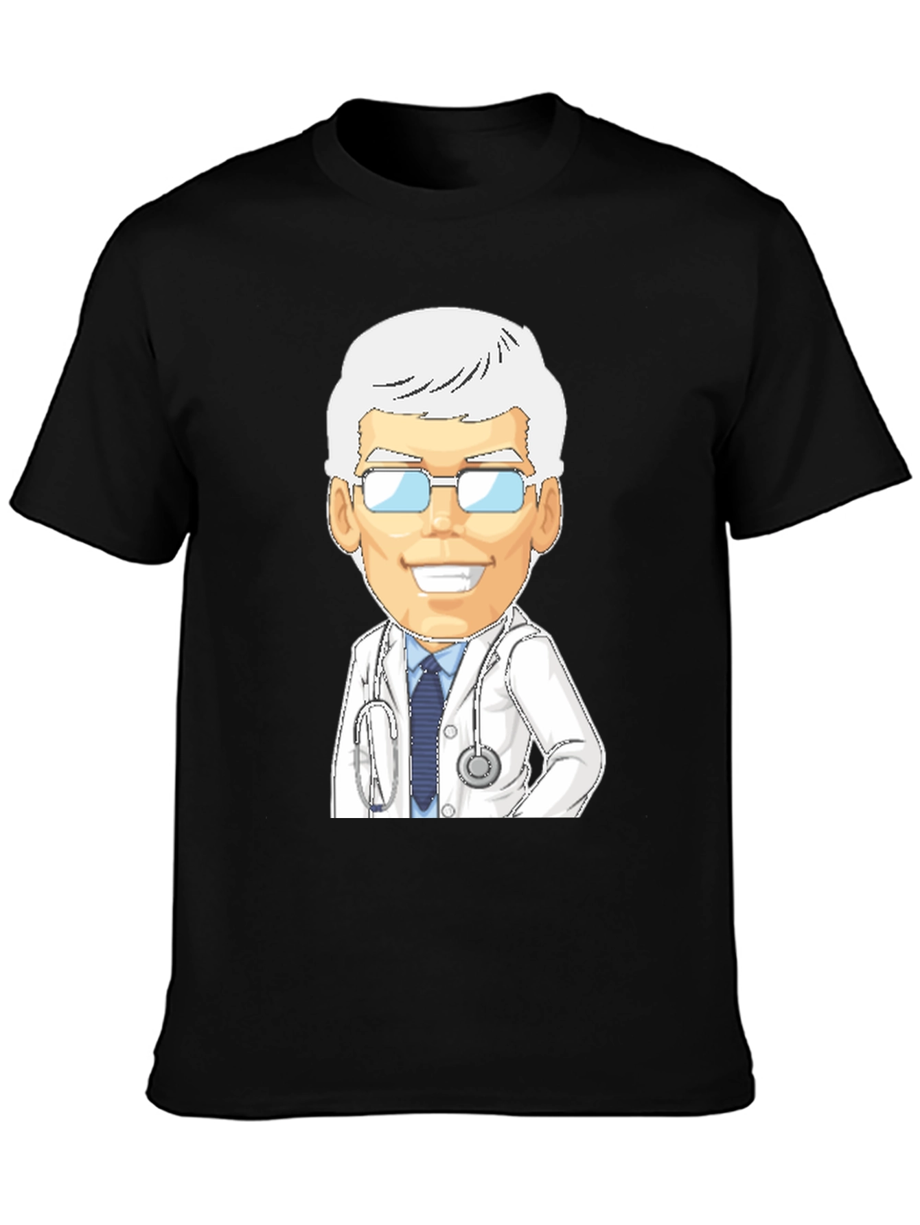 Doctor Cartoon Graphic T-Shirt - Black