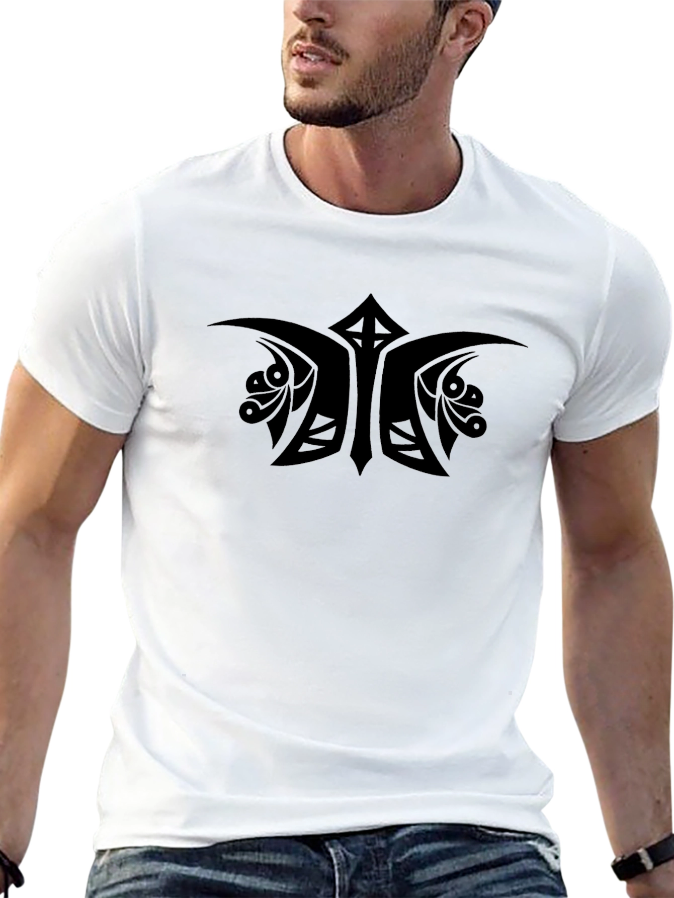Black Tribal Graphic Tee - Stylish Casual Wear