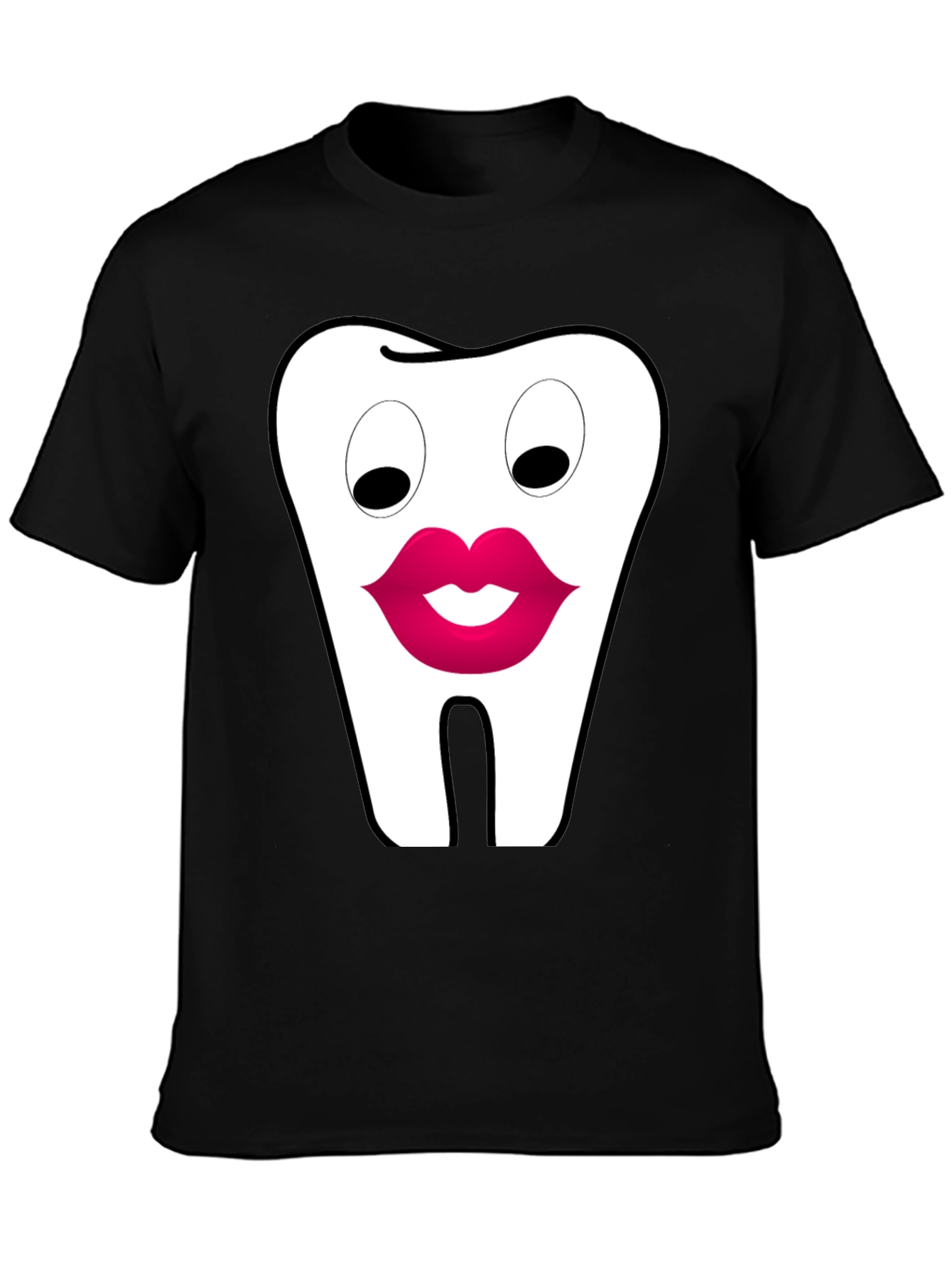 Funny Tooth Lips Graphic Tee - Black Cotton T-Shirt