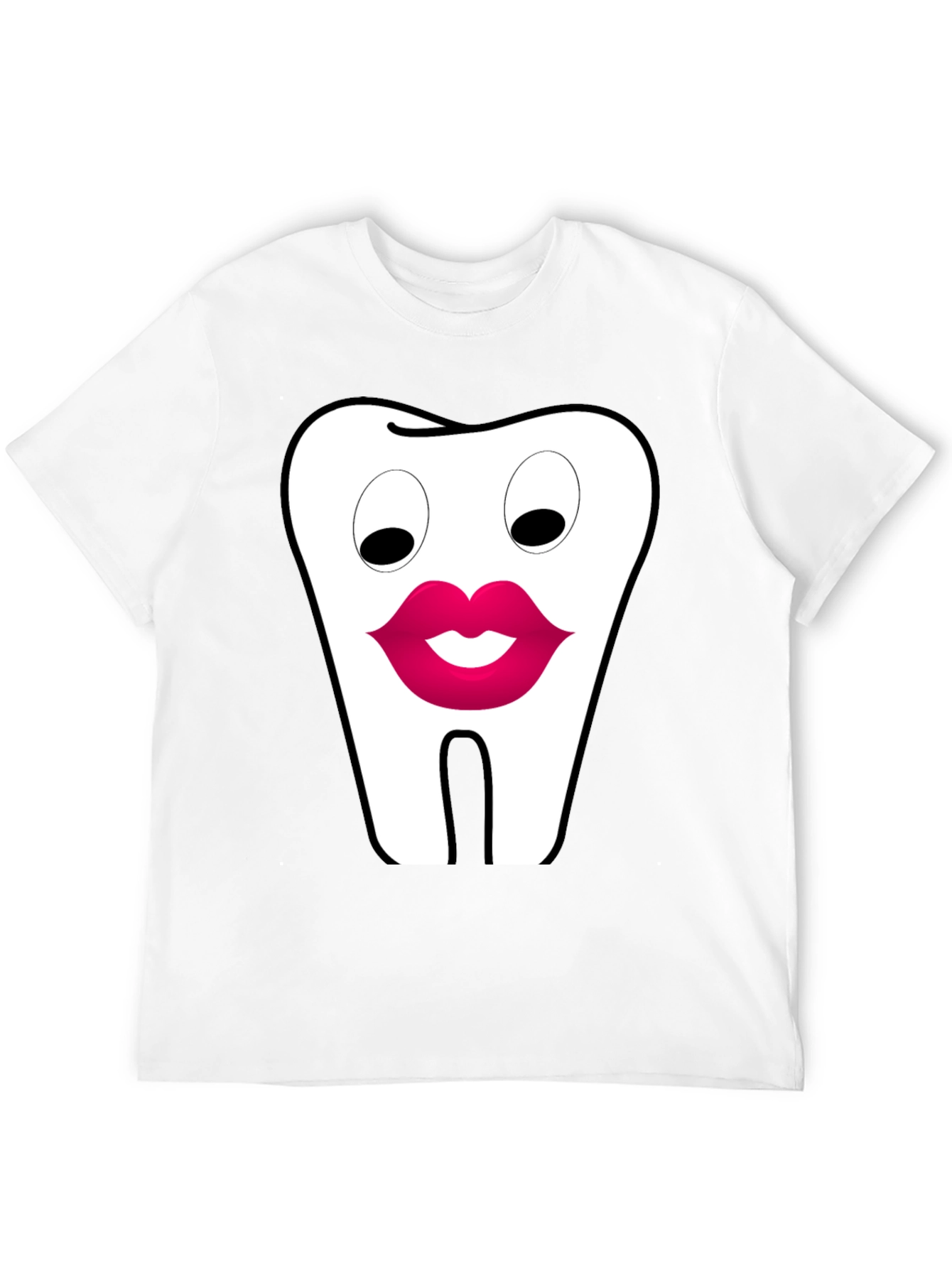 Funny Tooth Lips Graphic Tee - Black Cotton T-Shirt
