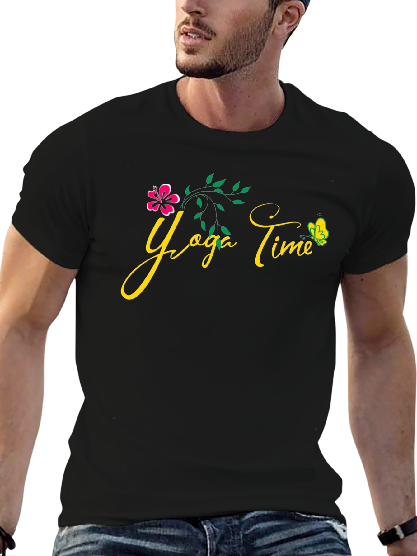 Yoga Time Graphic Tee - Mens Black T-Shirt