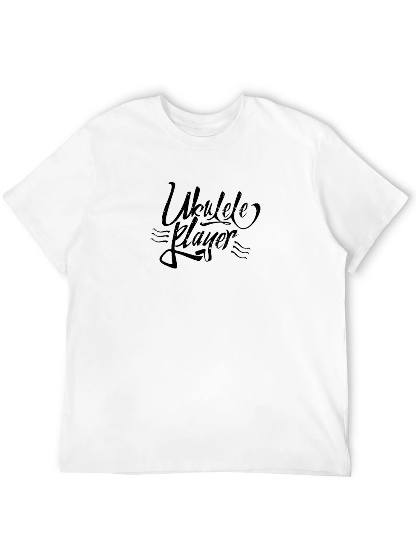Ukulele Player Graphic Tee - Black Cotton T-Shirt
