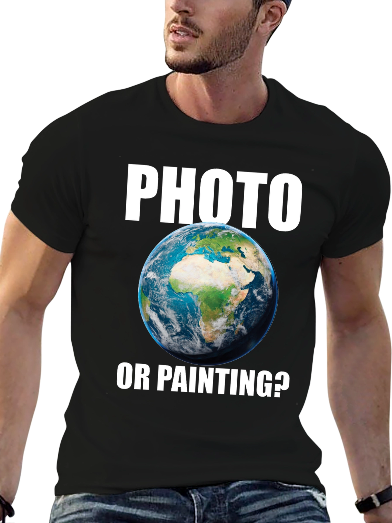 Photo or Painting T-Shirt Earth Graphic Novelty Tee