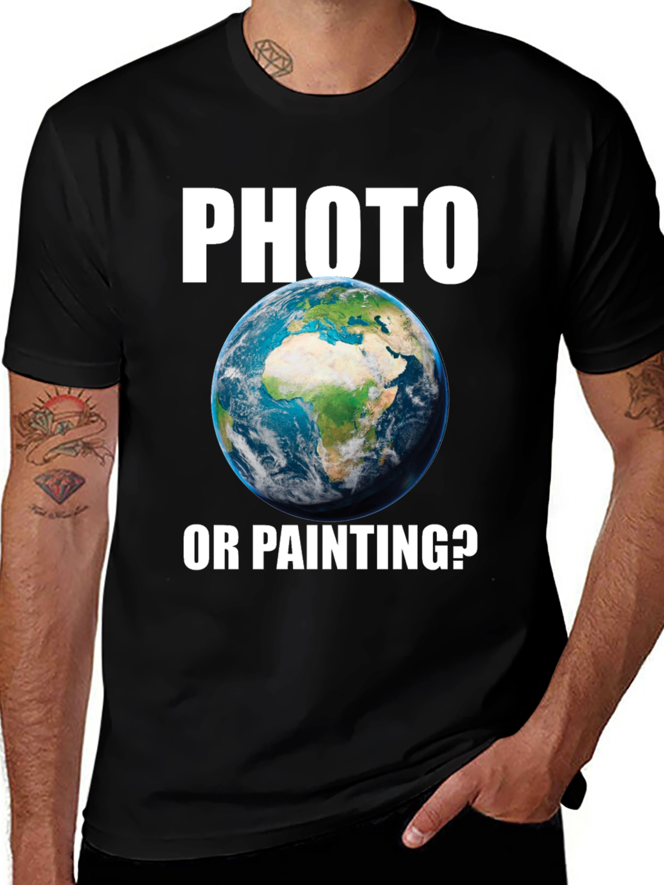 Photo or Painting T-Shirt Earth Graphic Novelty Tee
