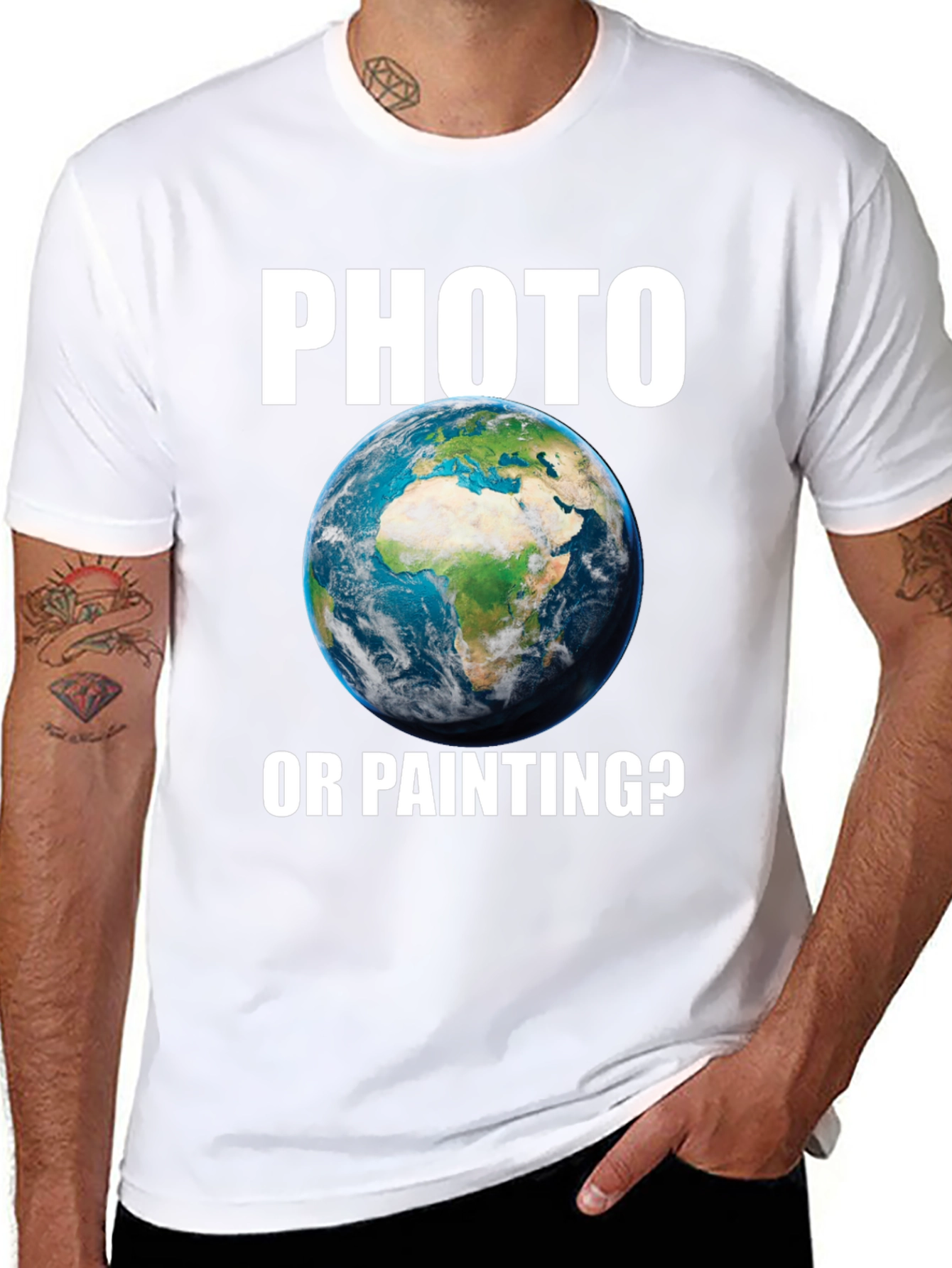 Photo or Painting T-Shirt Earth Graphic Novelty Tee